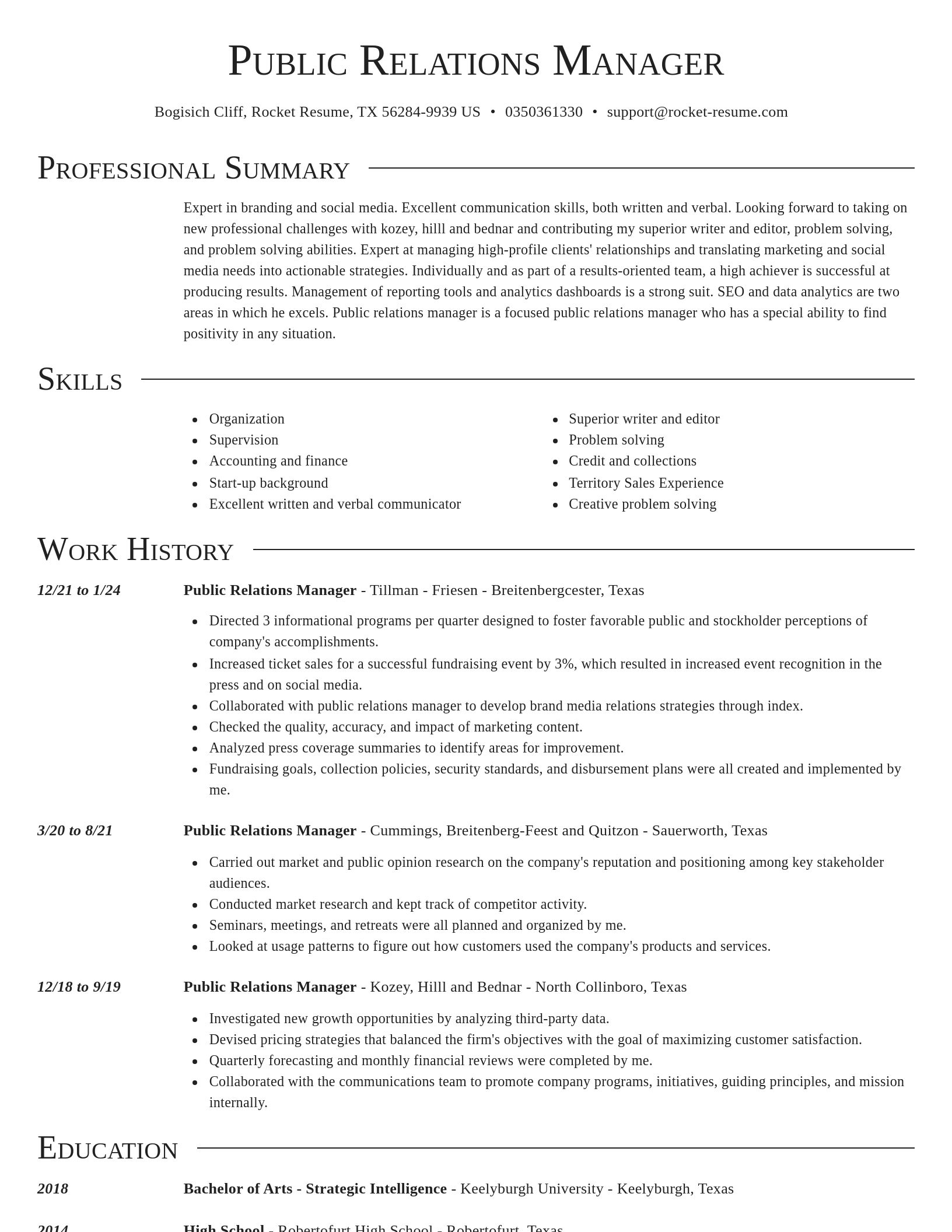 Director resume template