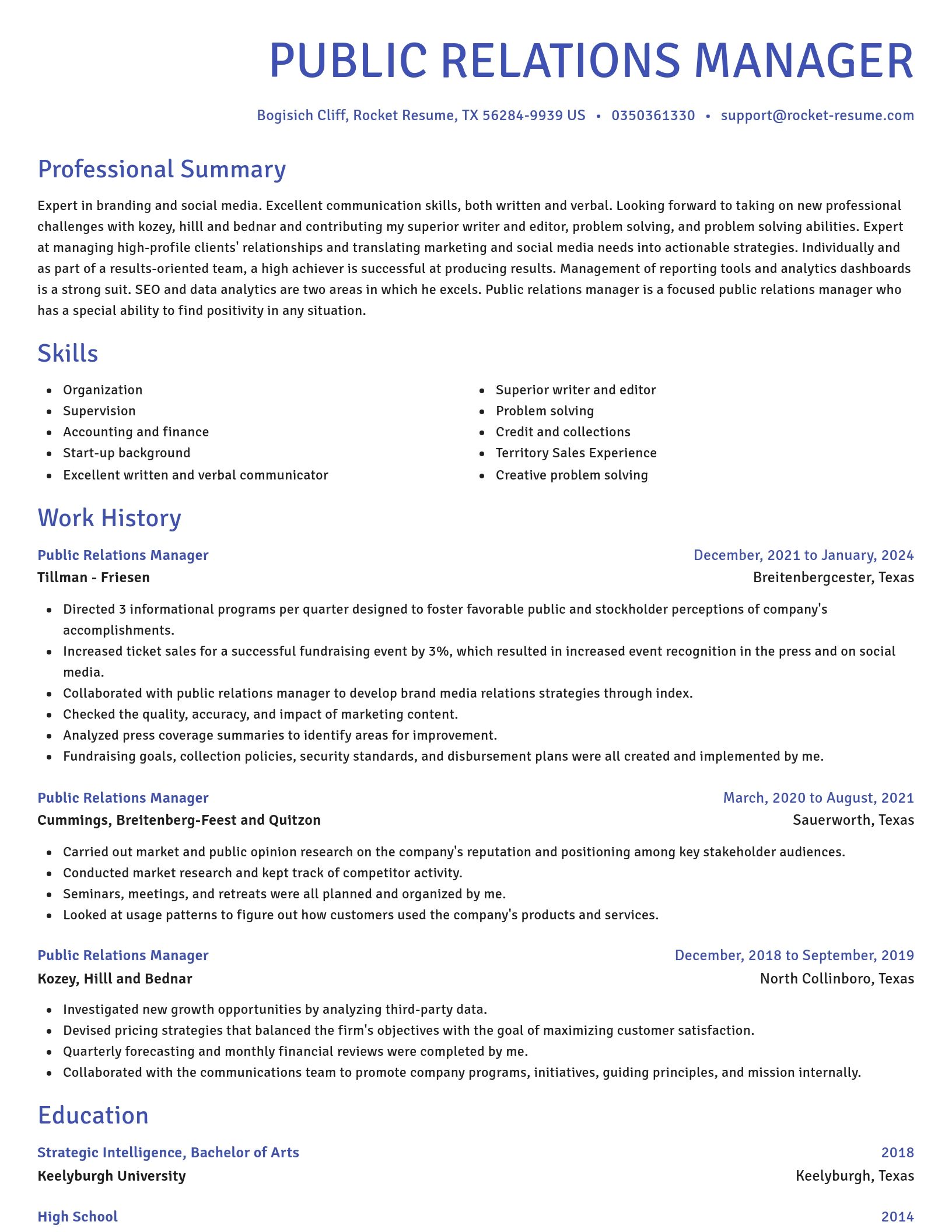 Novel resume template