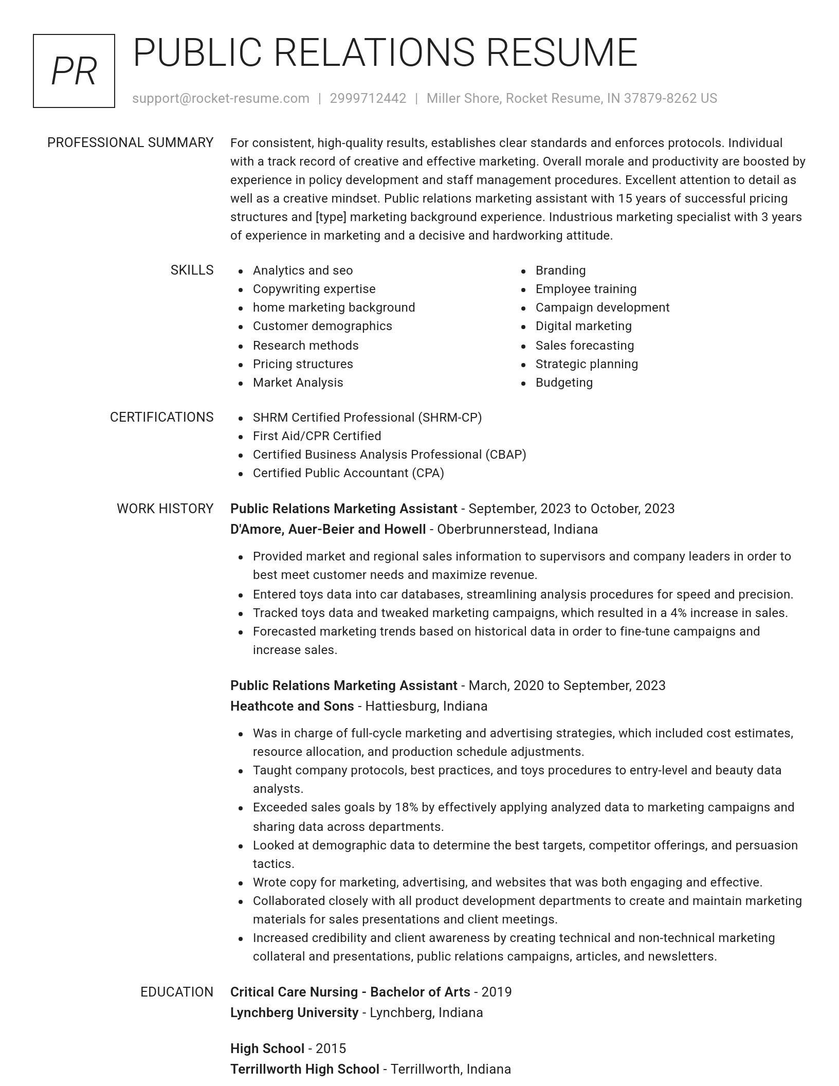 Renowned resume template
