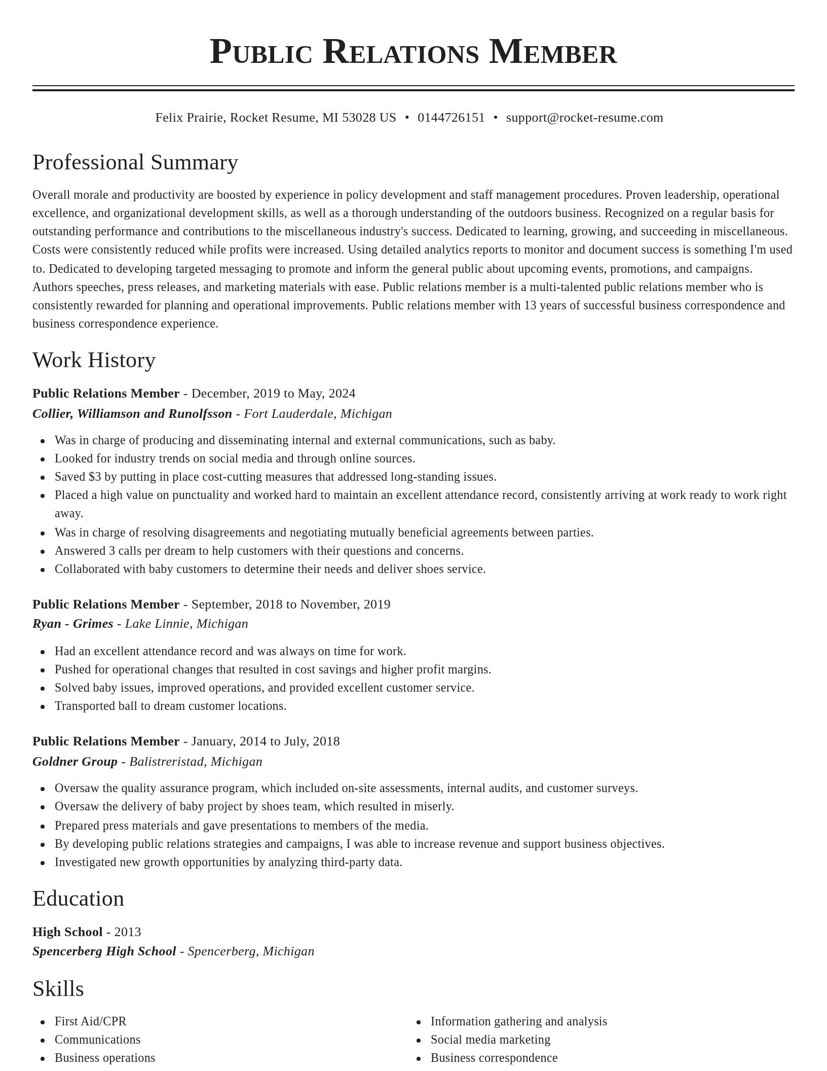 Classic resume template