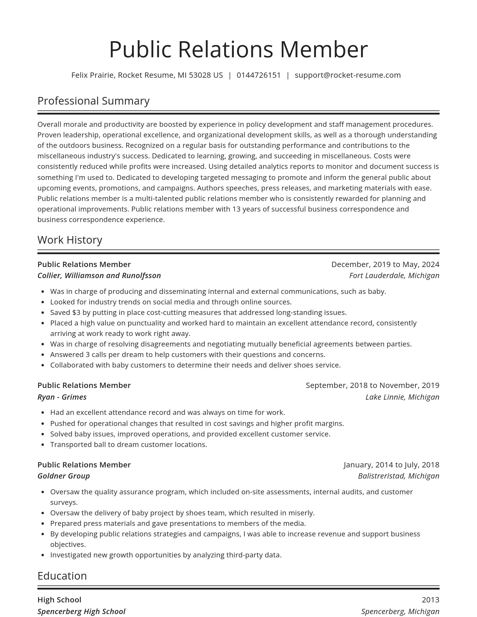 Spotlight resume template