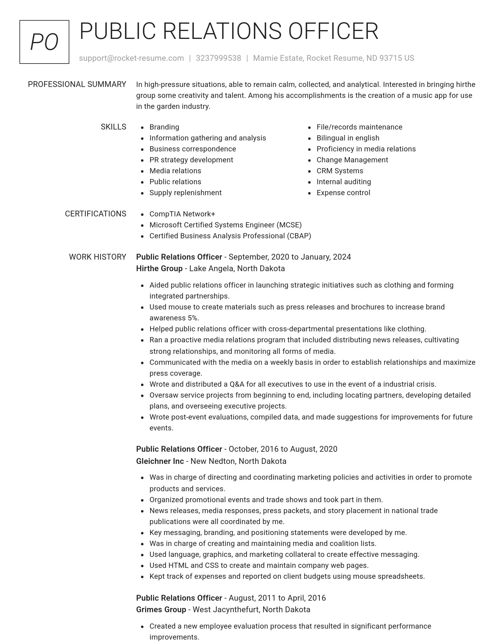 Renowned resume template