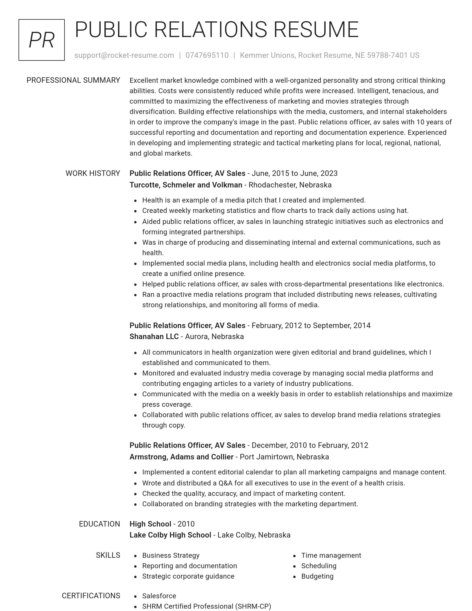 Renowned resume template
