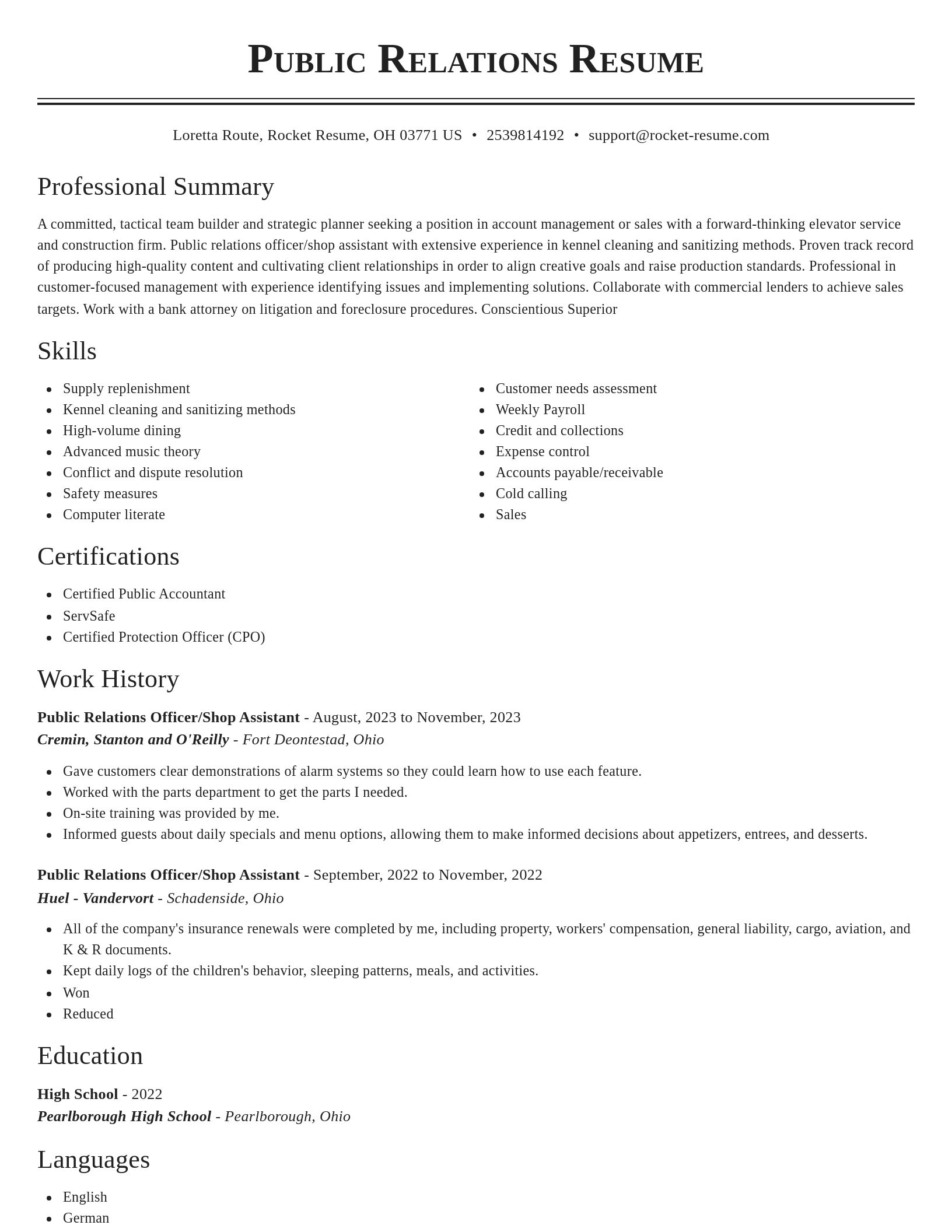 Classic resume template