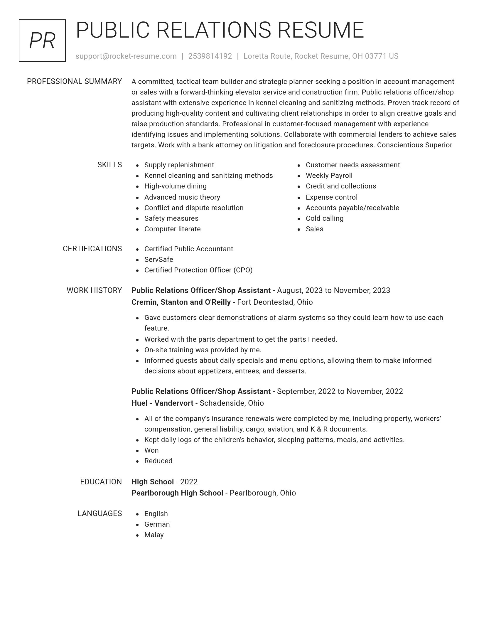 Renowned resume template