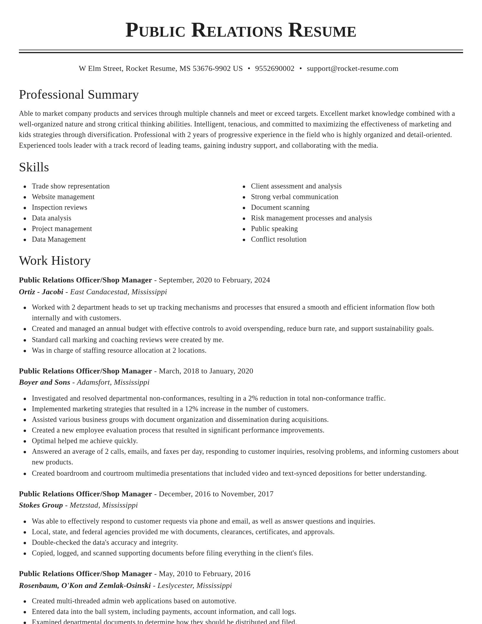 Classic resume template