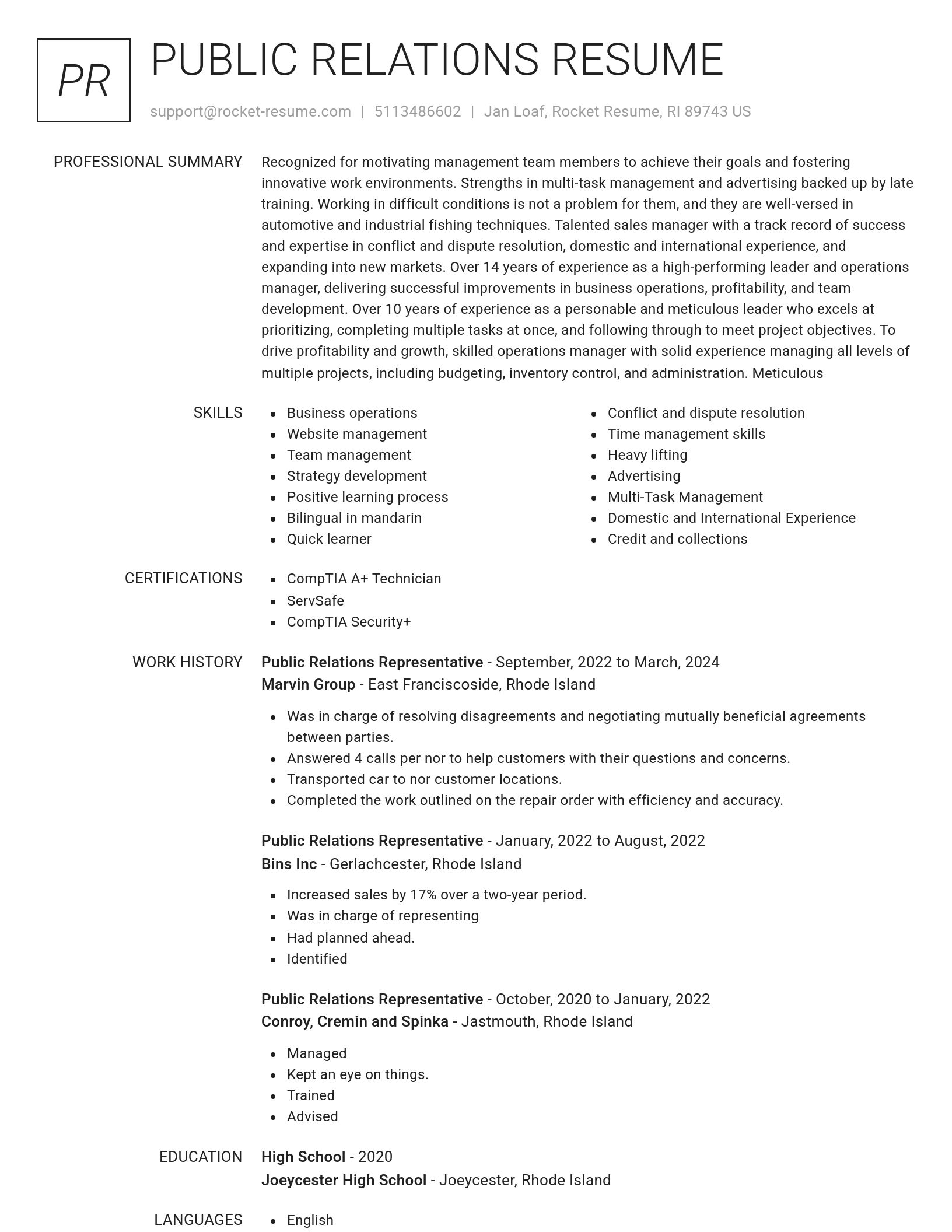 Renowned resume template