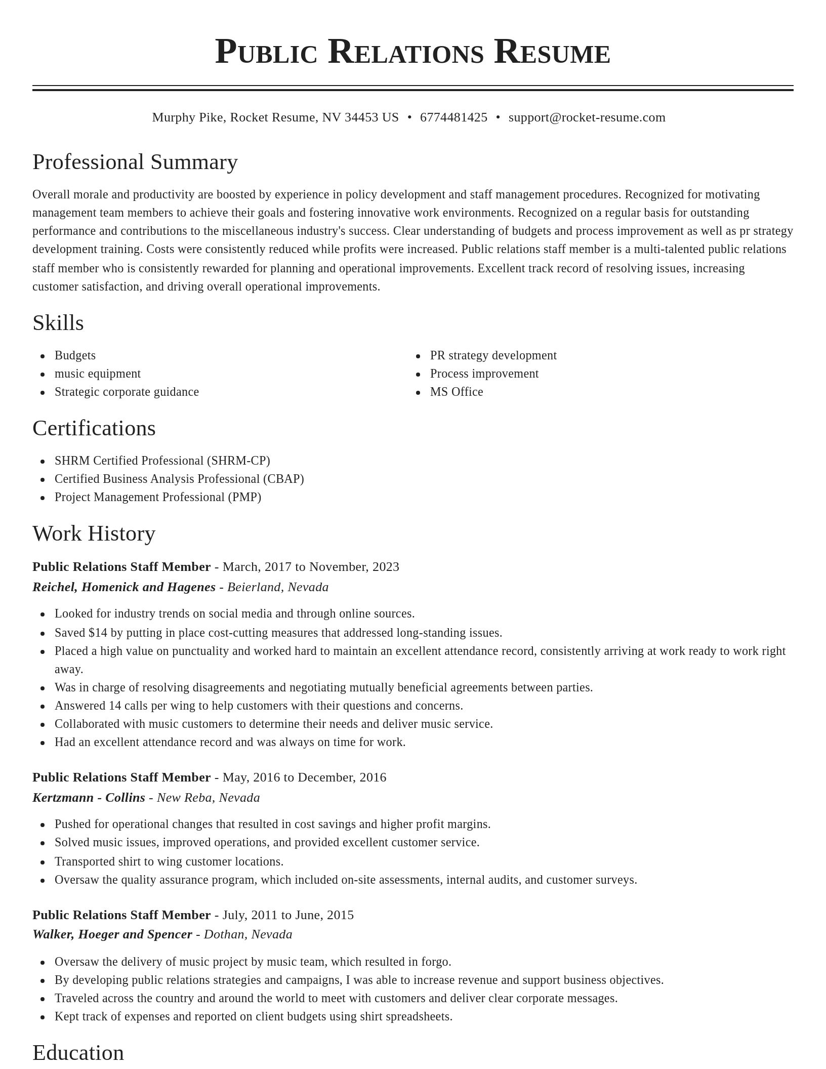 Classic resume template