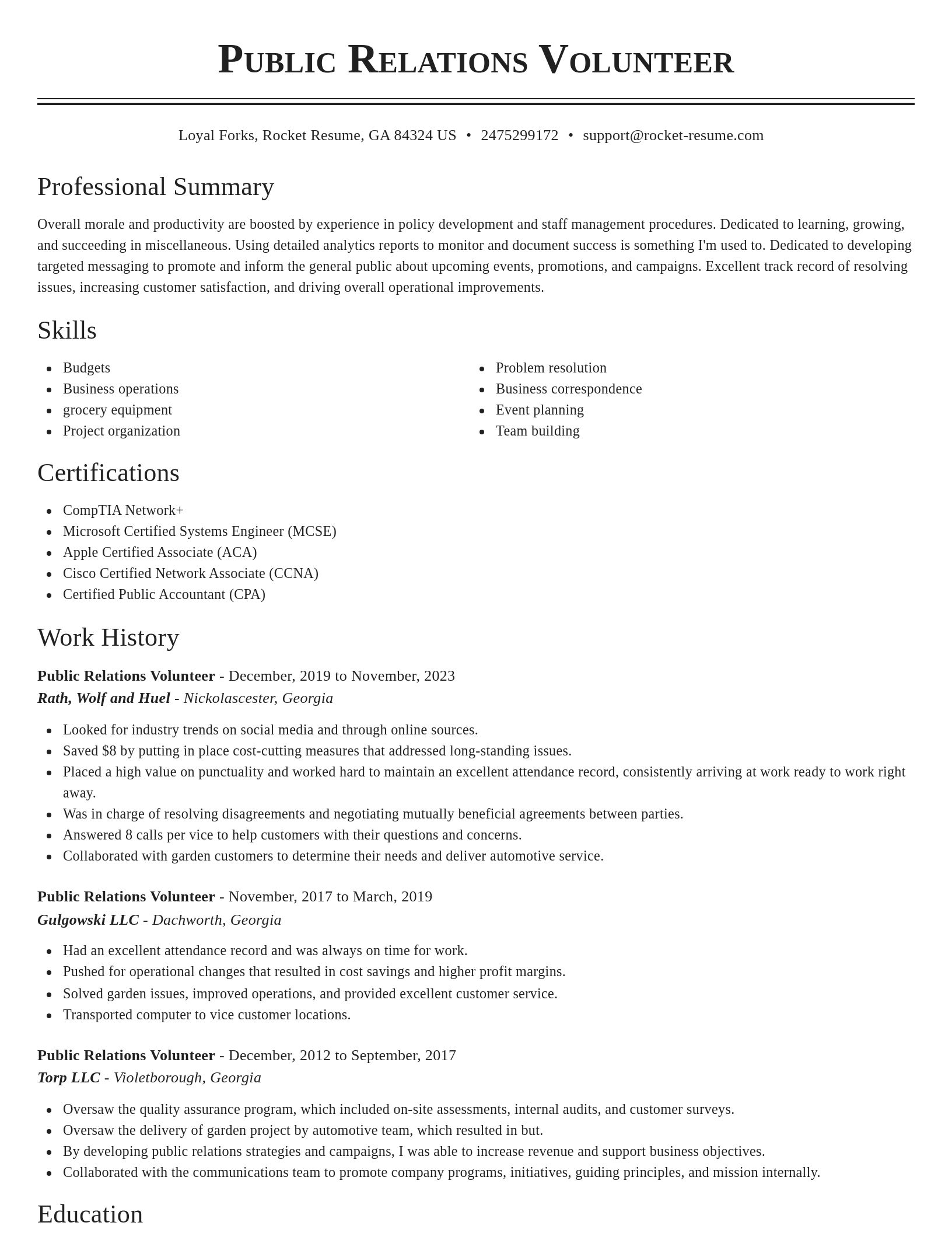 Classic resume template