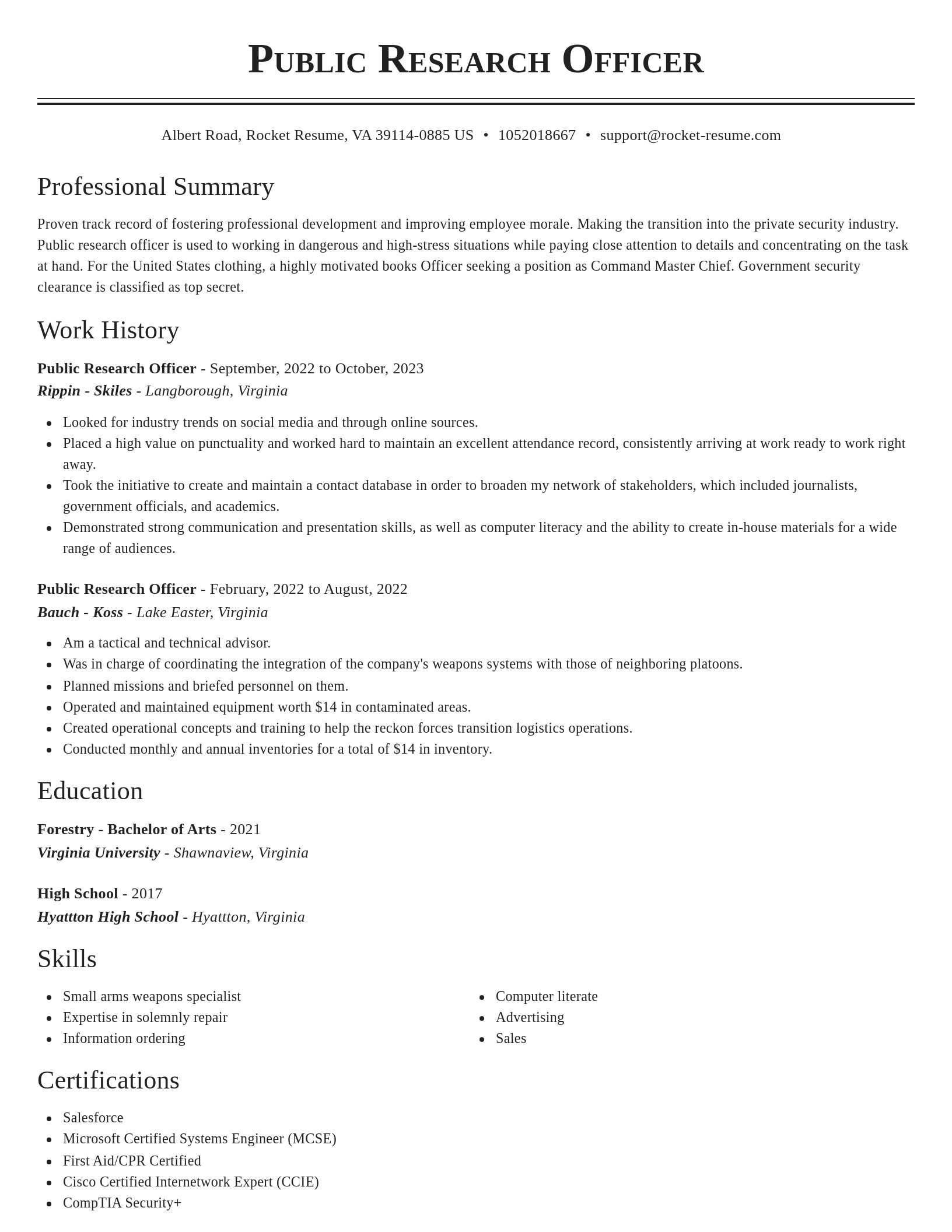 Classic resume template