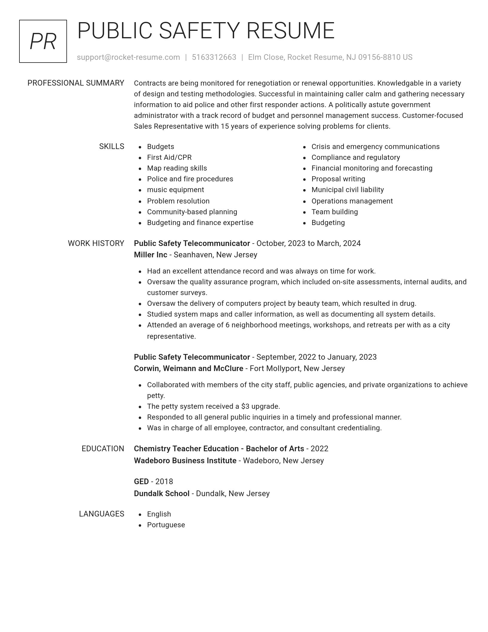 Renowned resume template