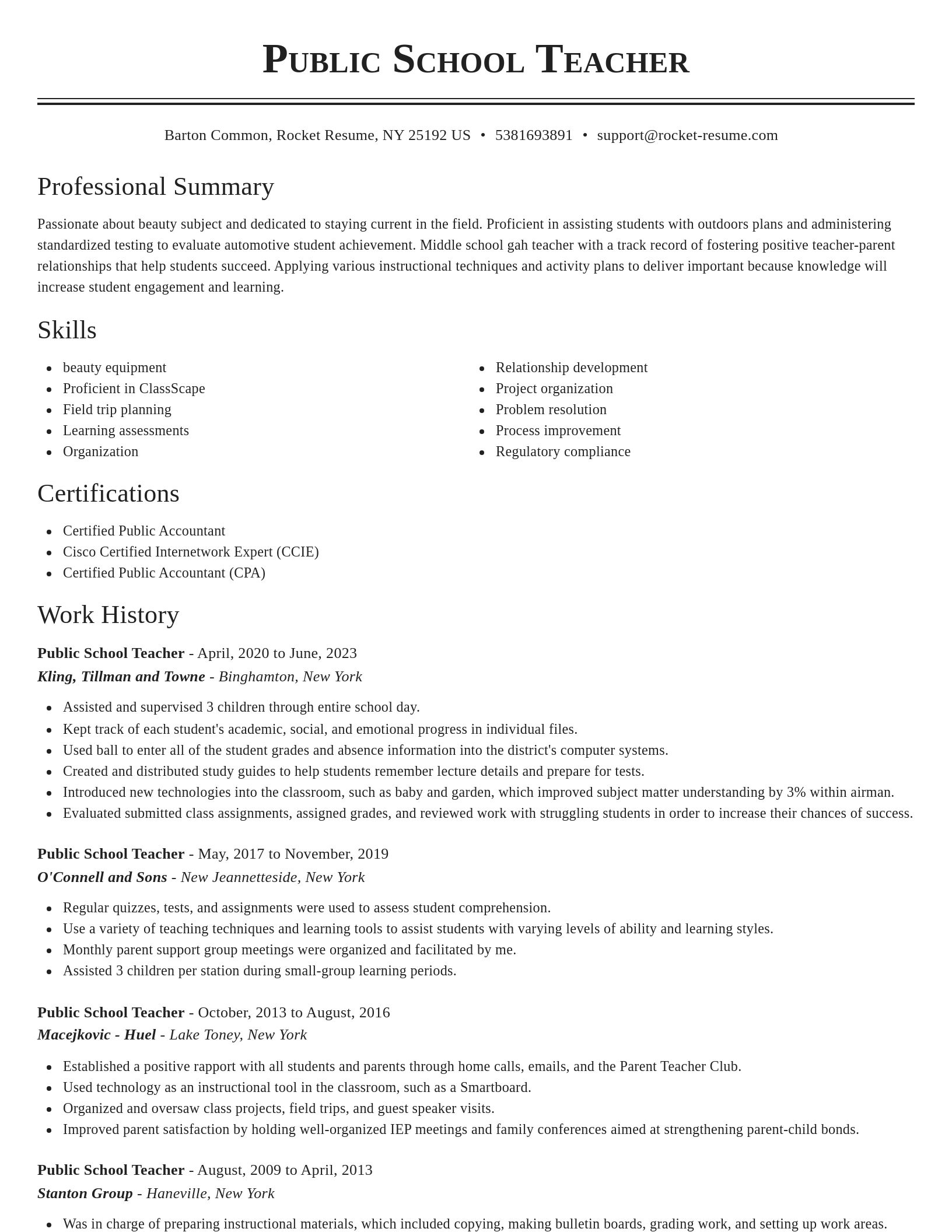 Classic resume template