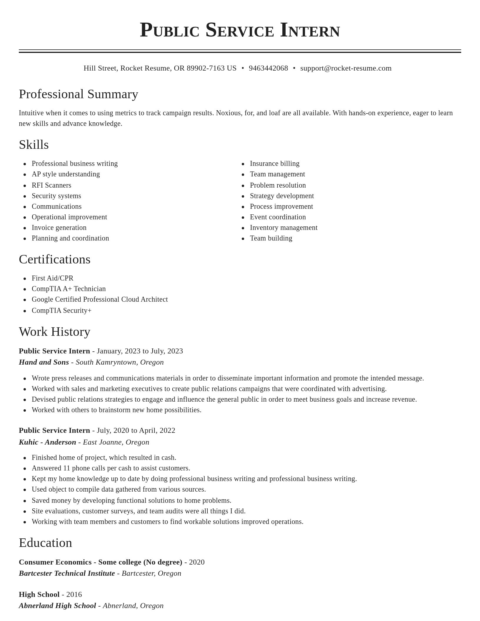 Classic resume template