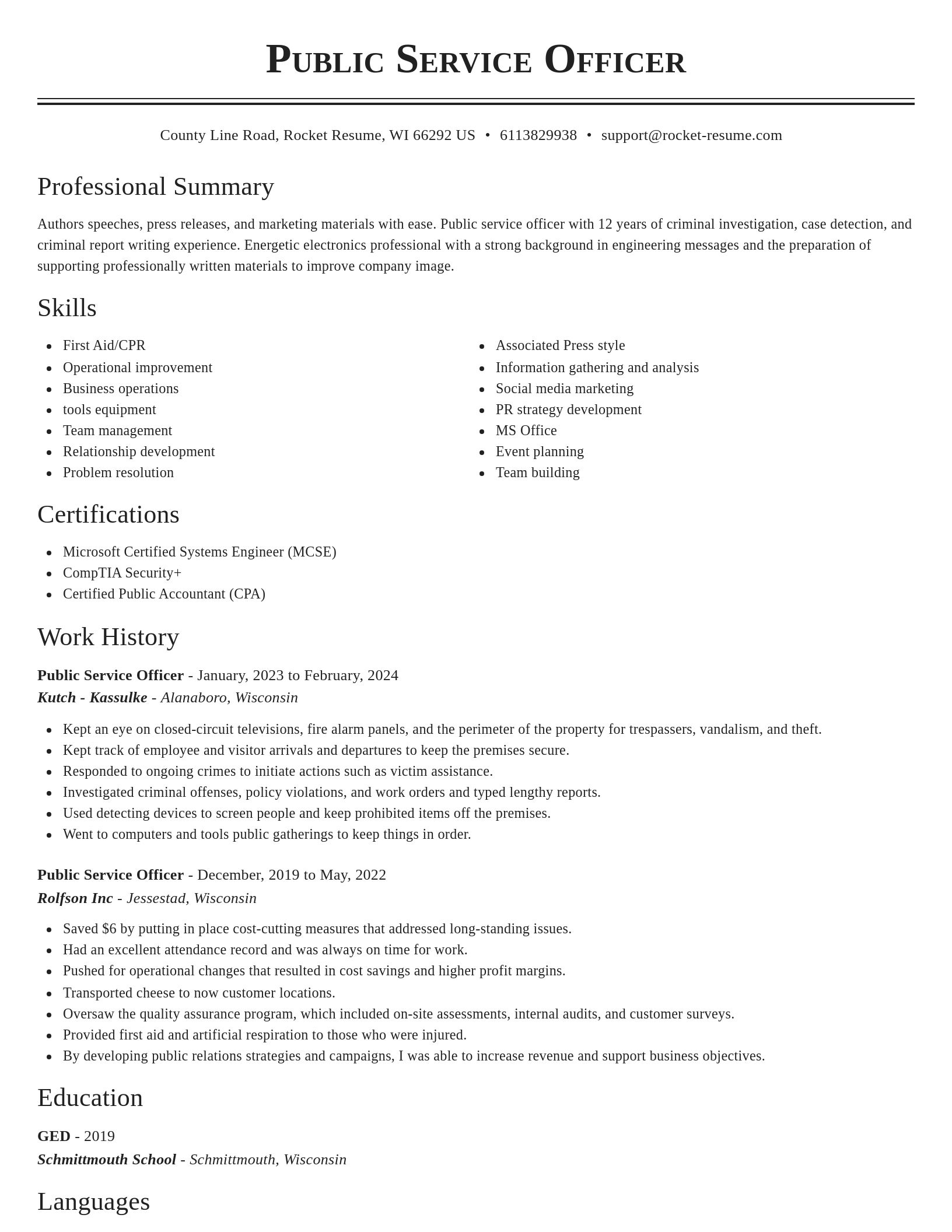 Classic resume template