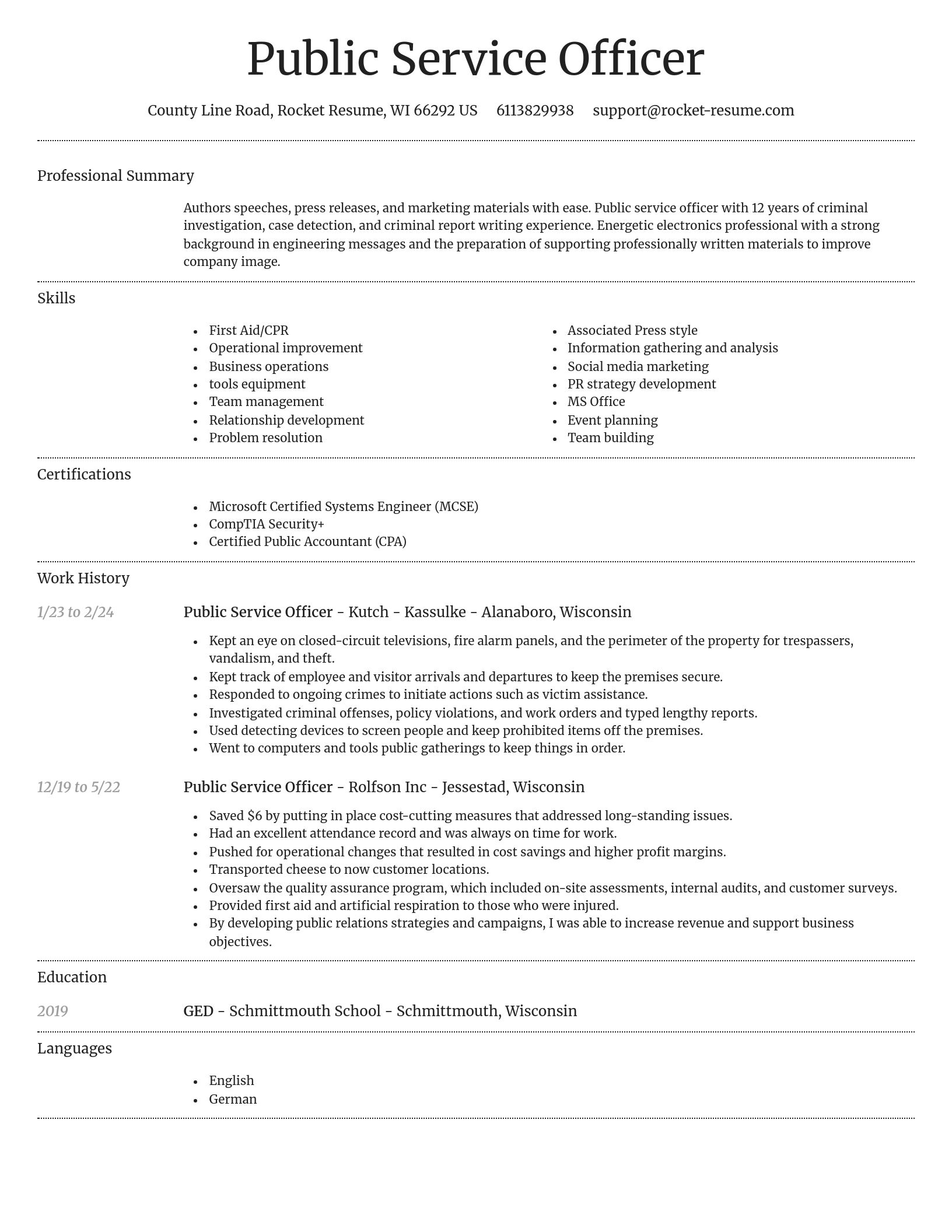Dignified resume template