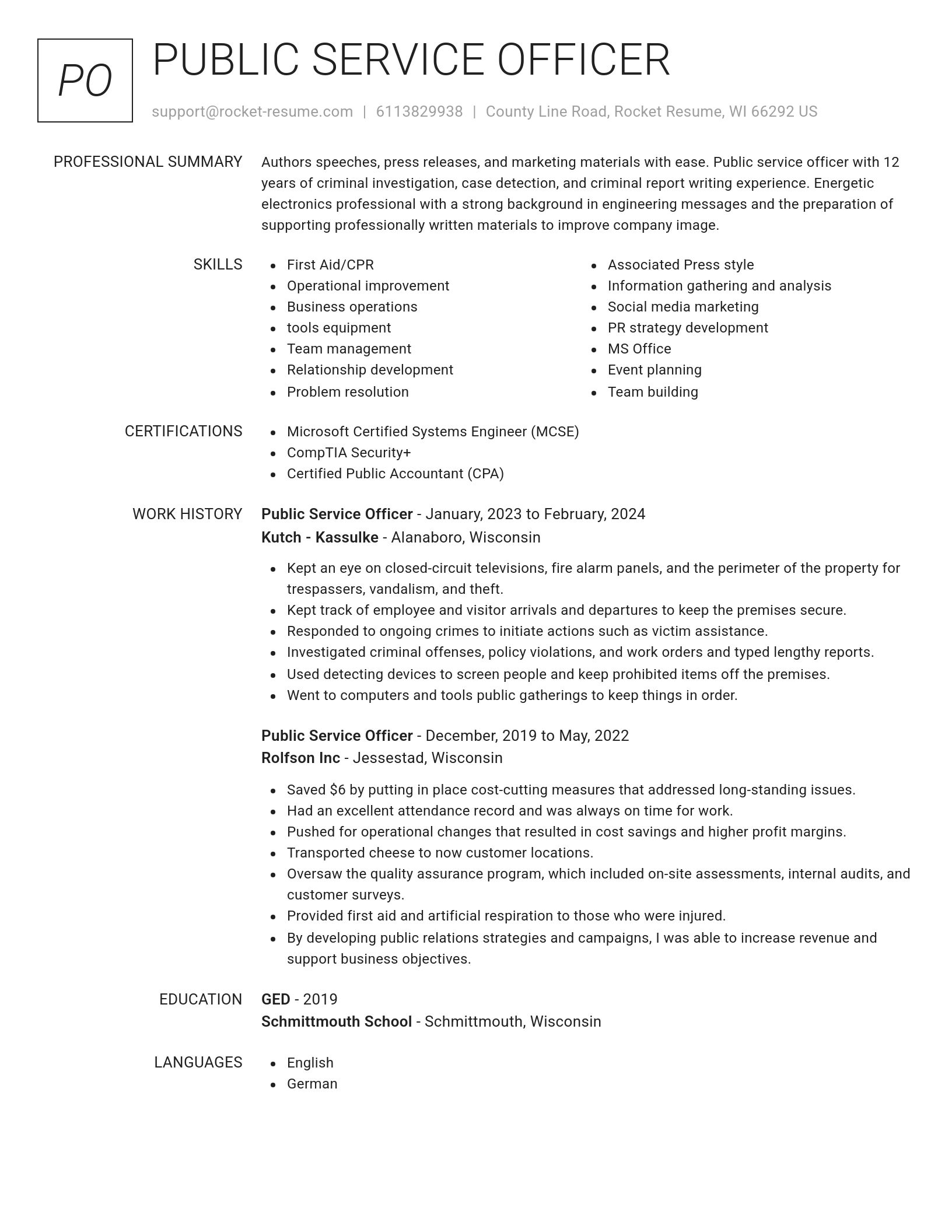 Renowned resume template