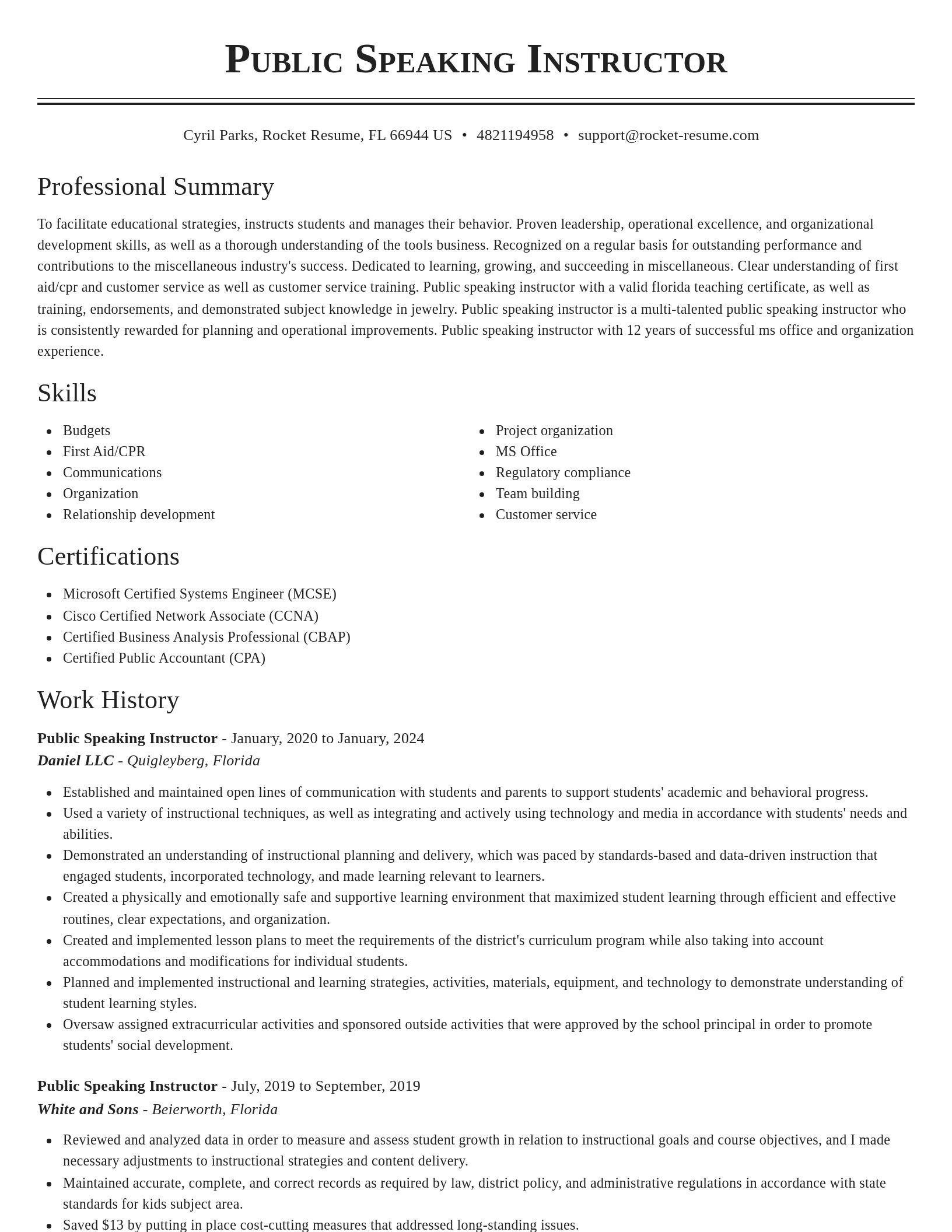 Classic resume template