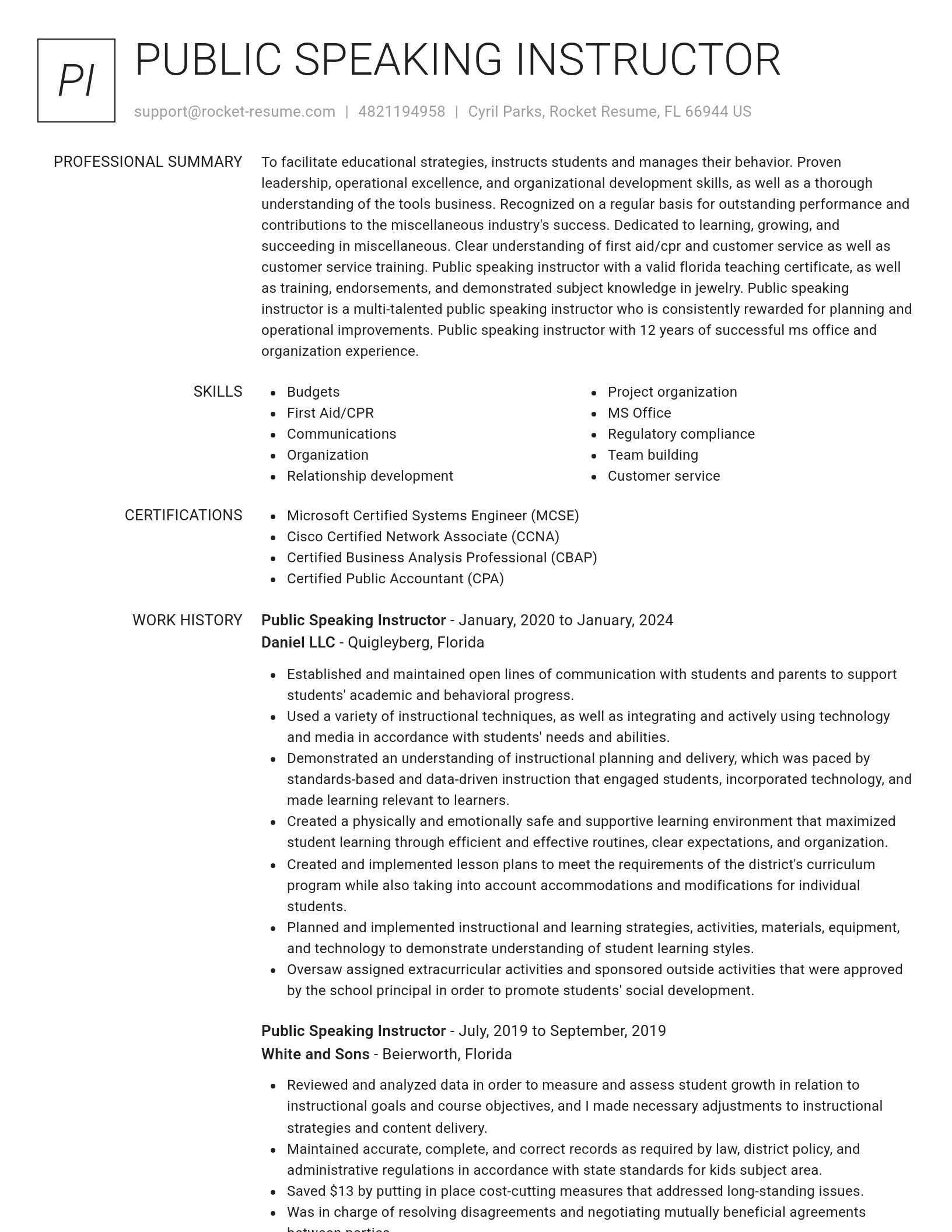 Renowned resume template