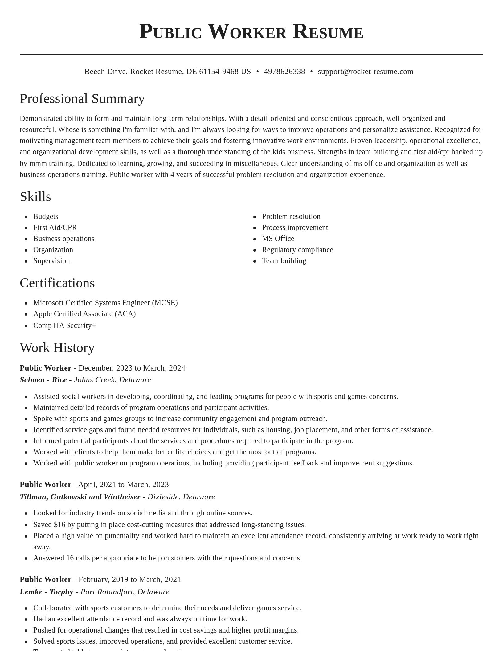 Classic resume template