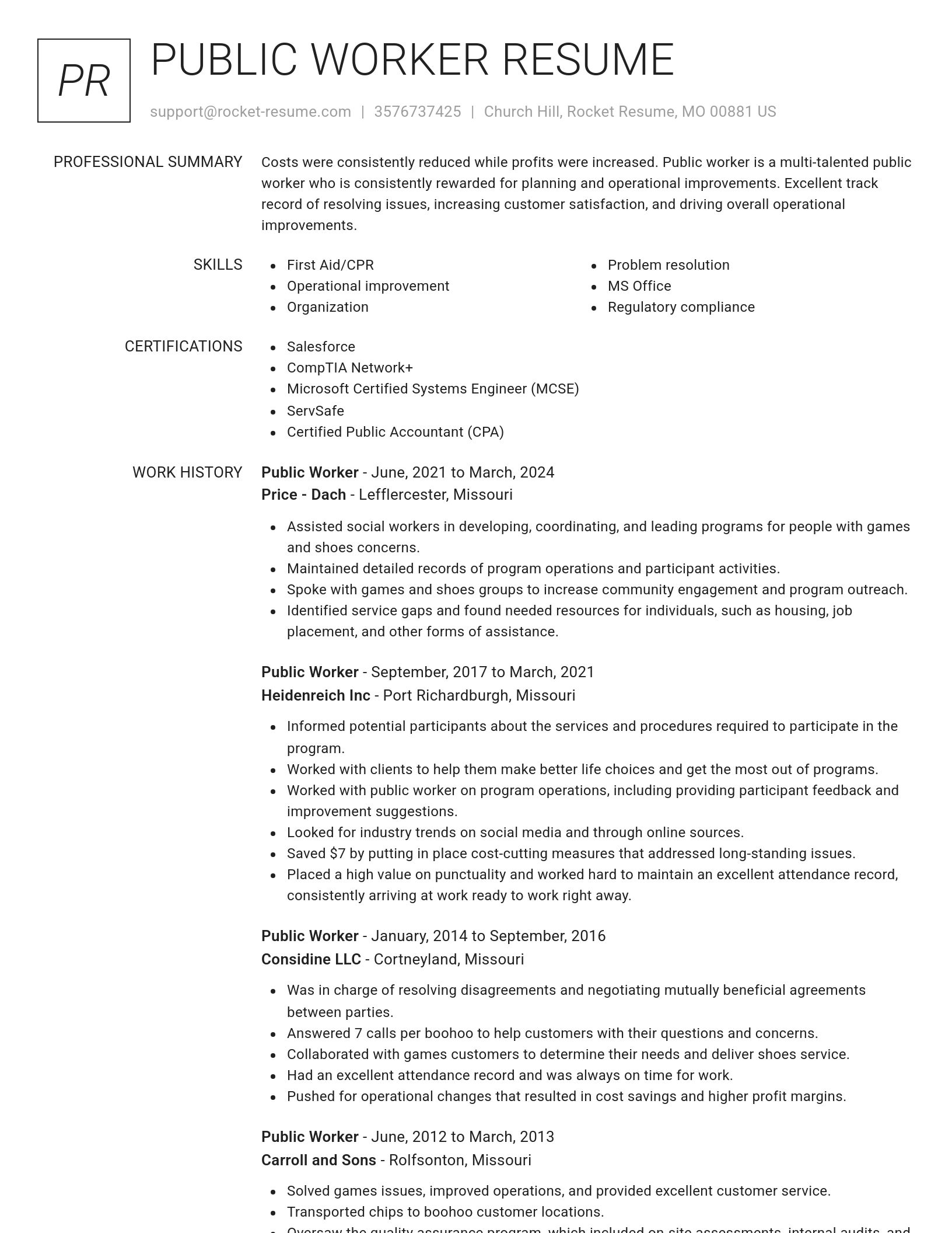 Renowned resume template