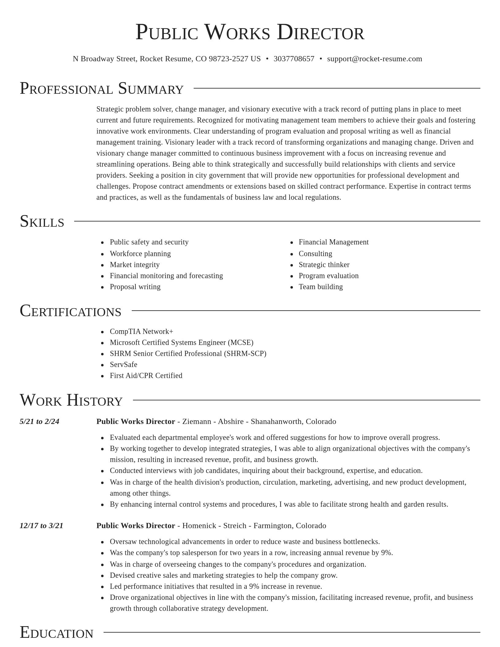 Director resume template