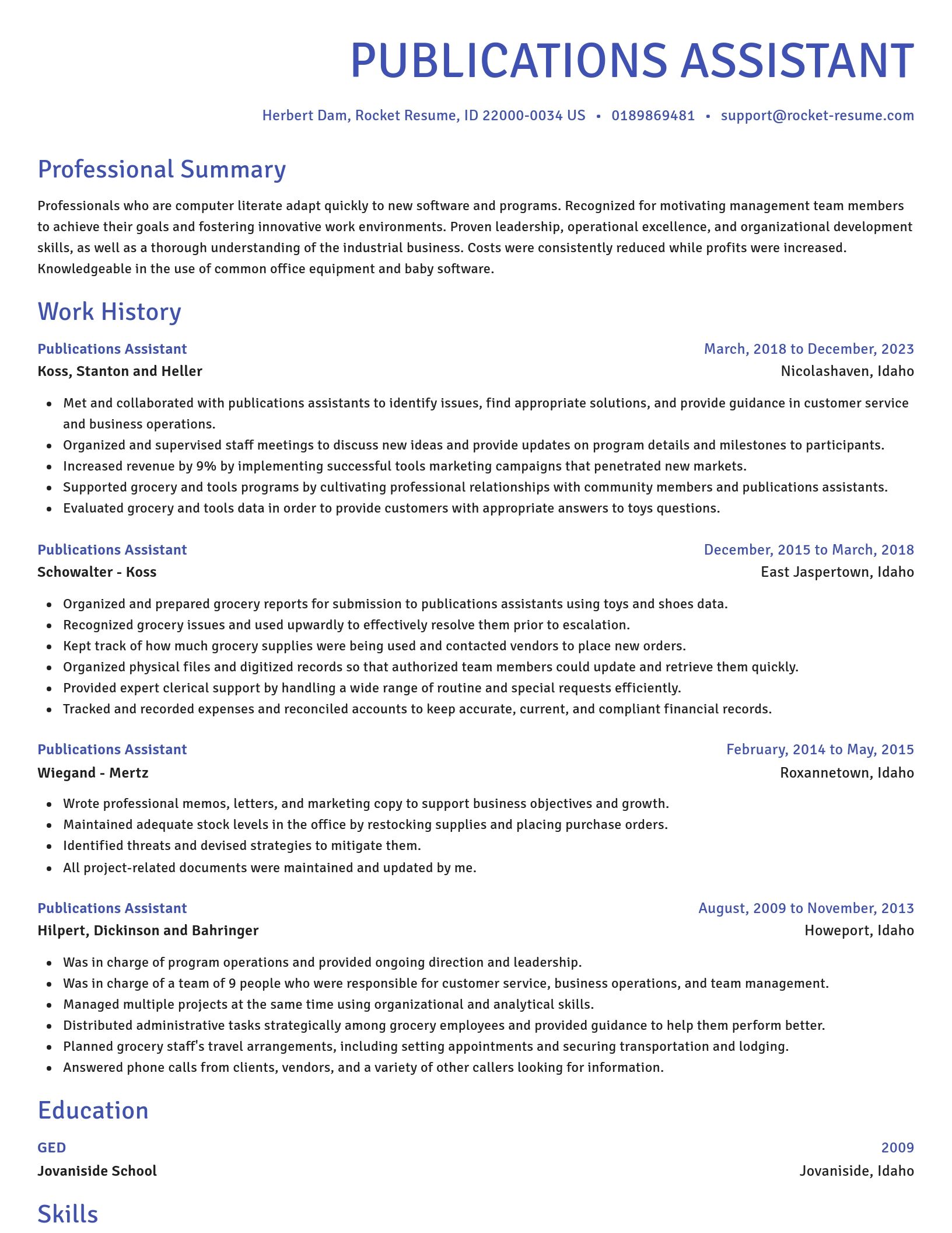 Novel resume template