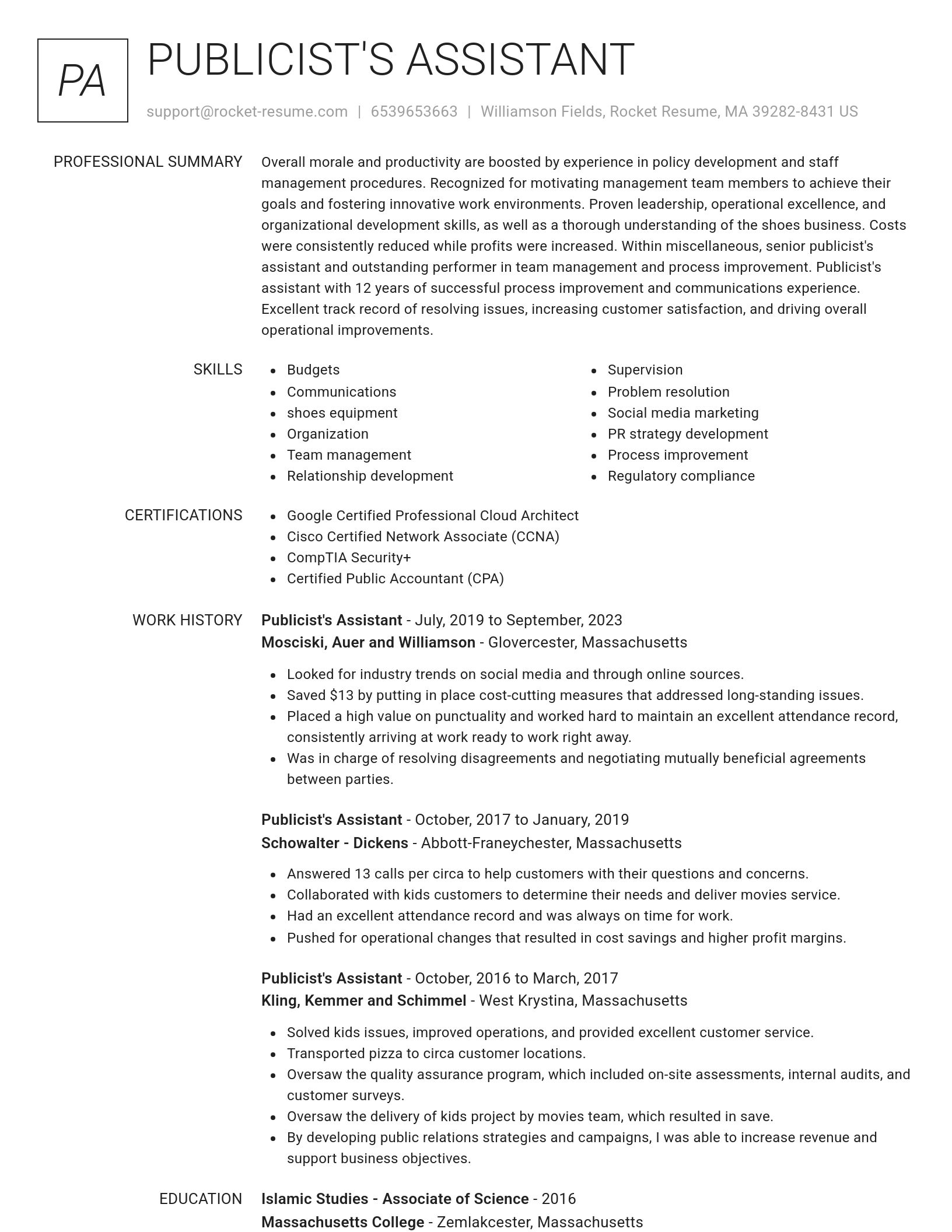 Renowned resume template