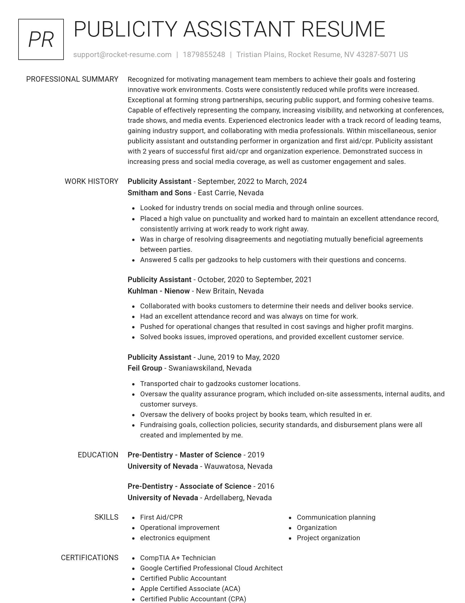 Renowned resume template