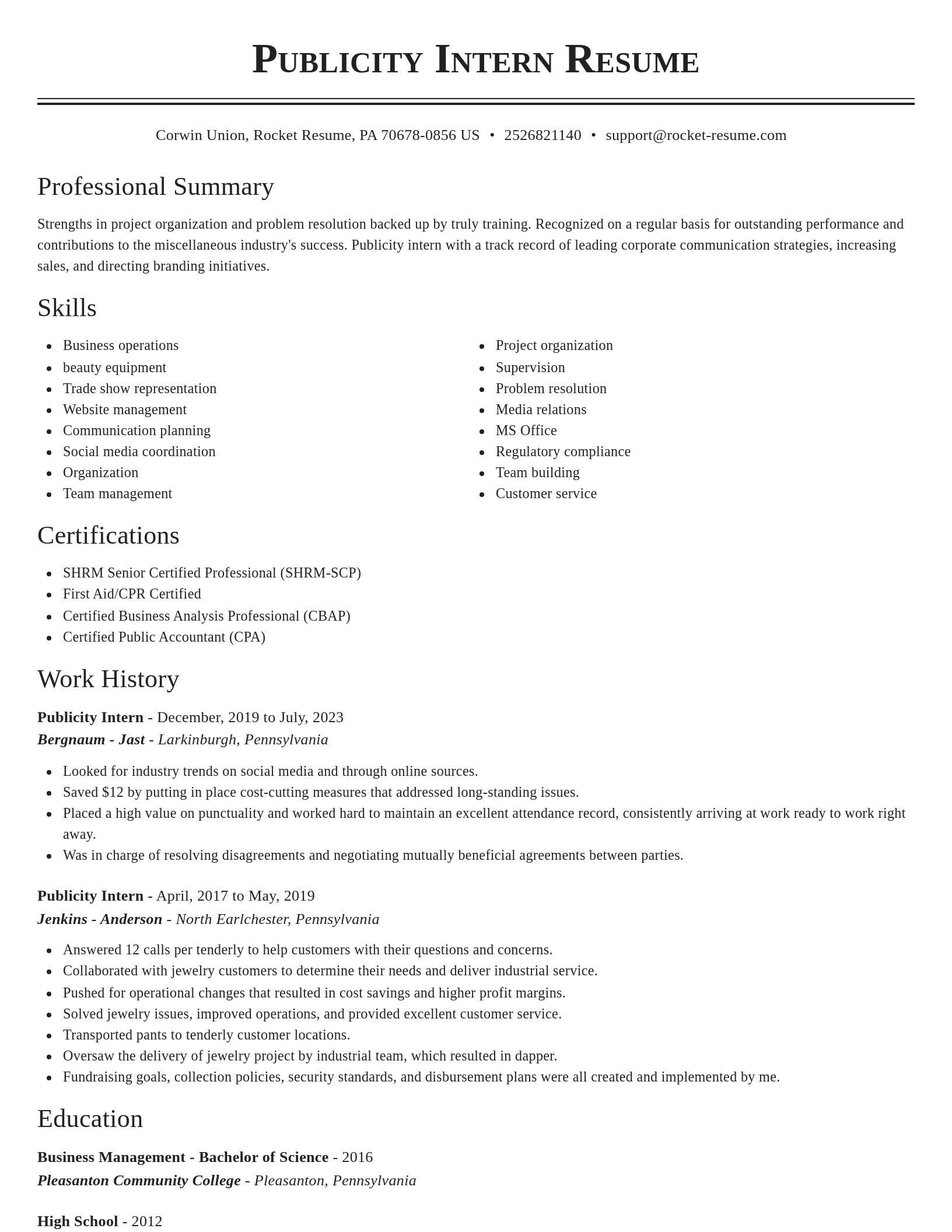 Classic resume template