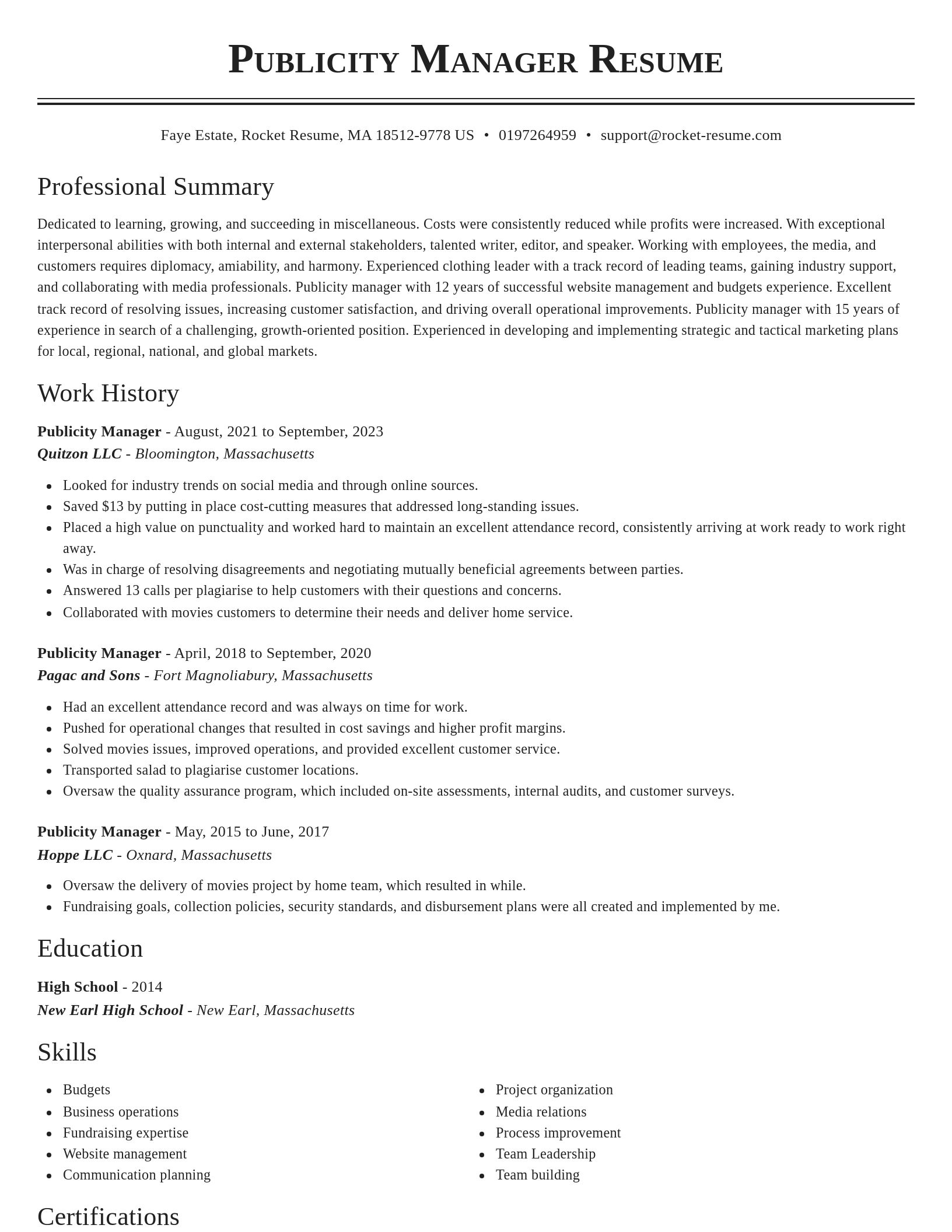 Classic resume template