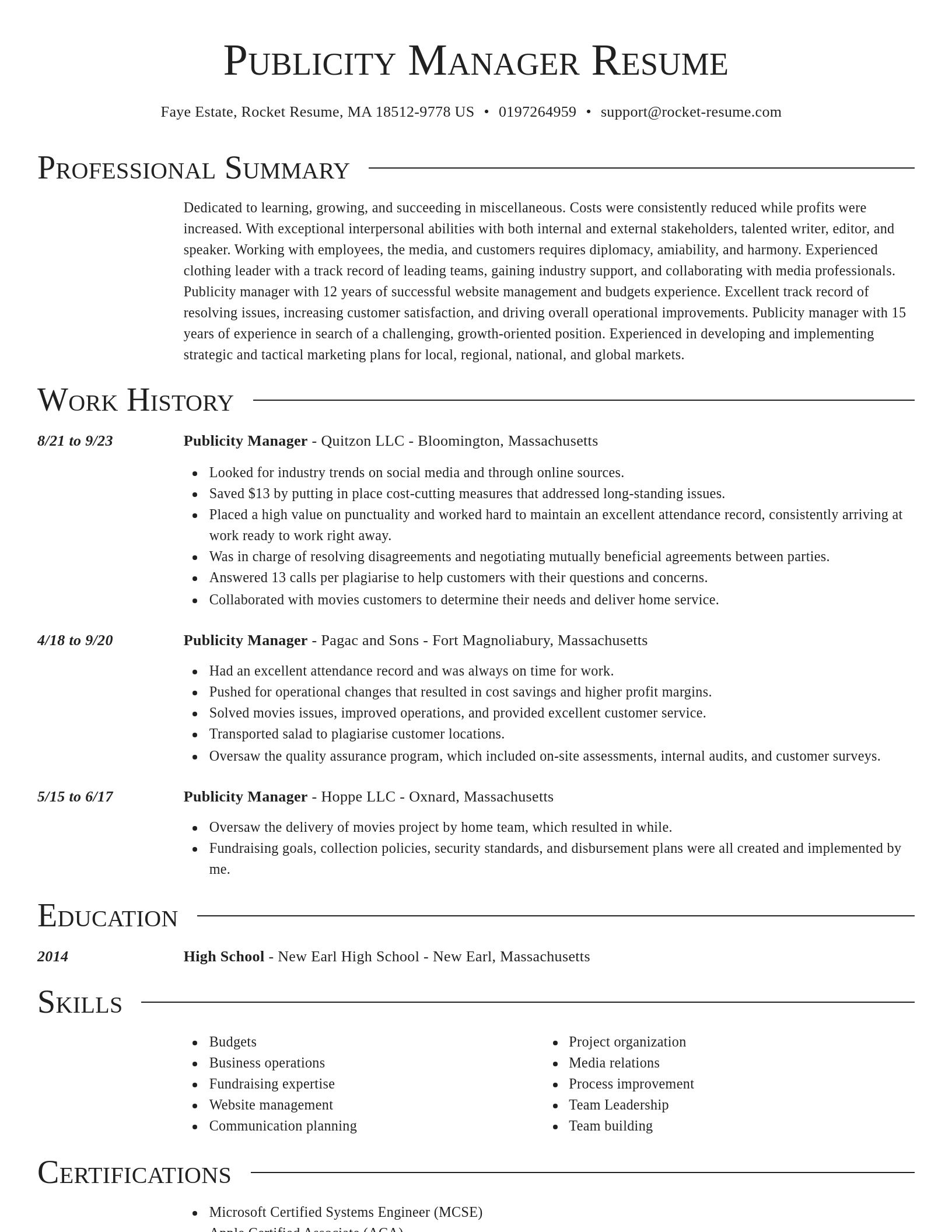 Director resume template