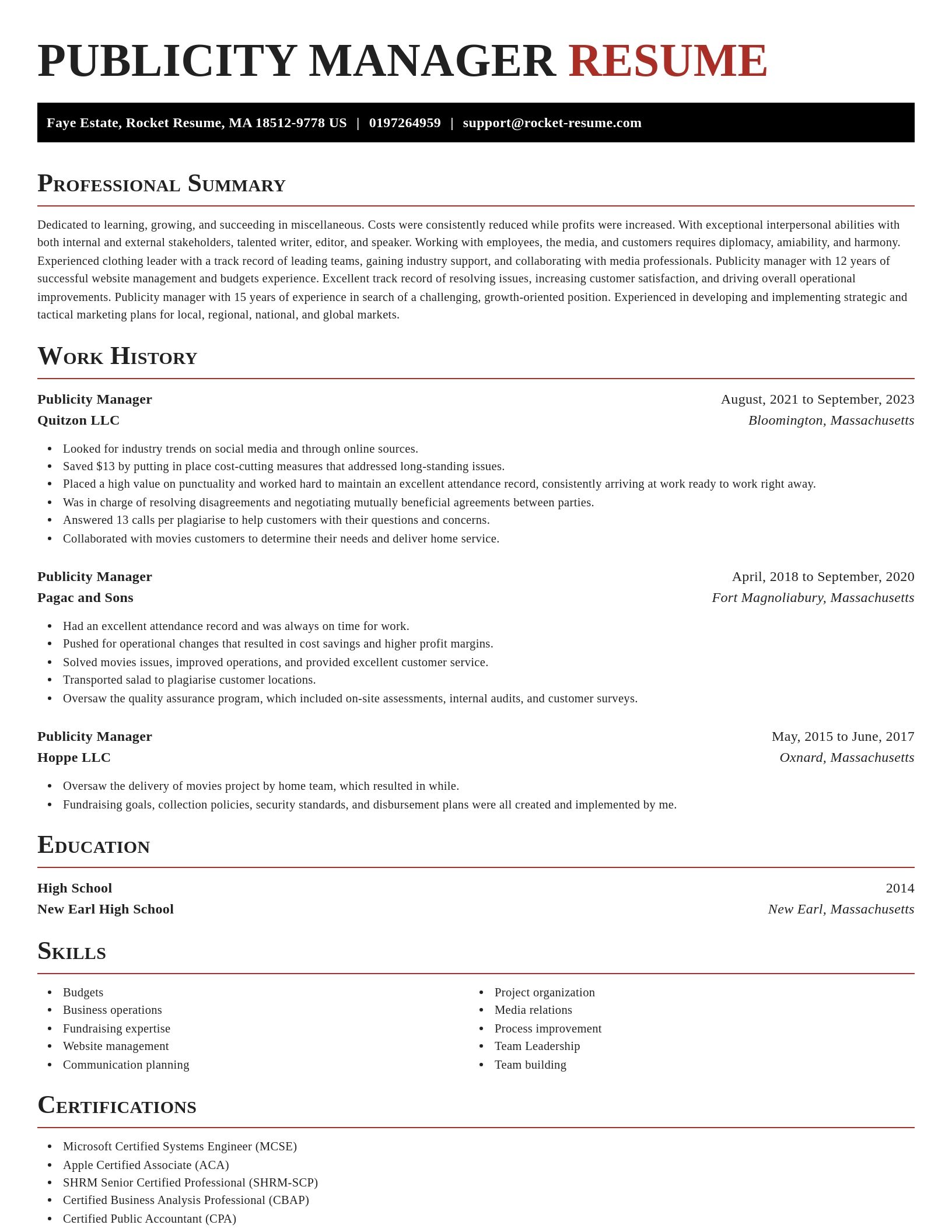 Exquisite resume template