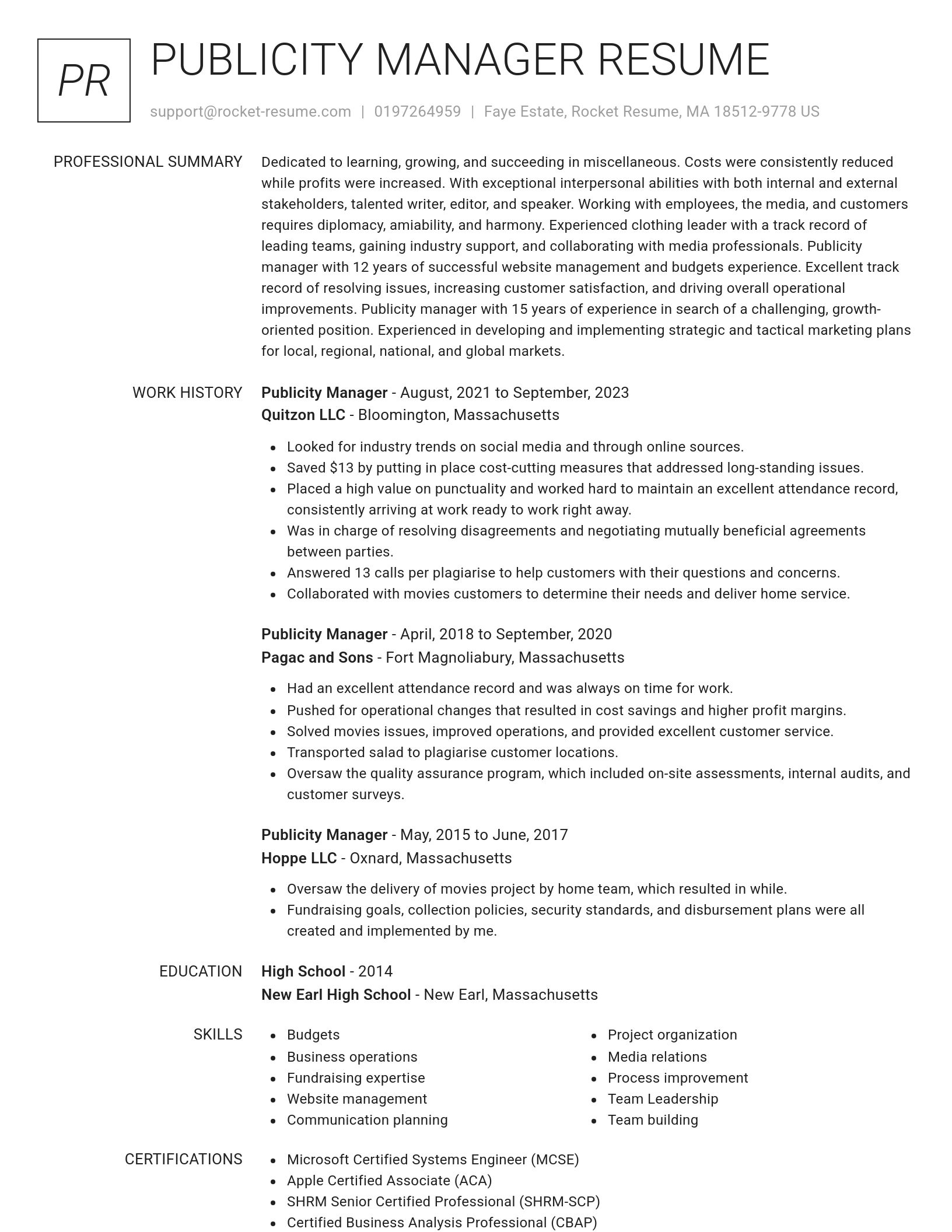 Renowned resume template