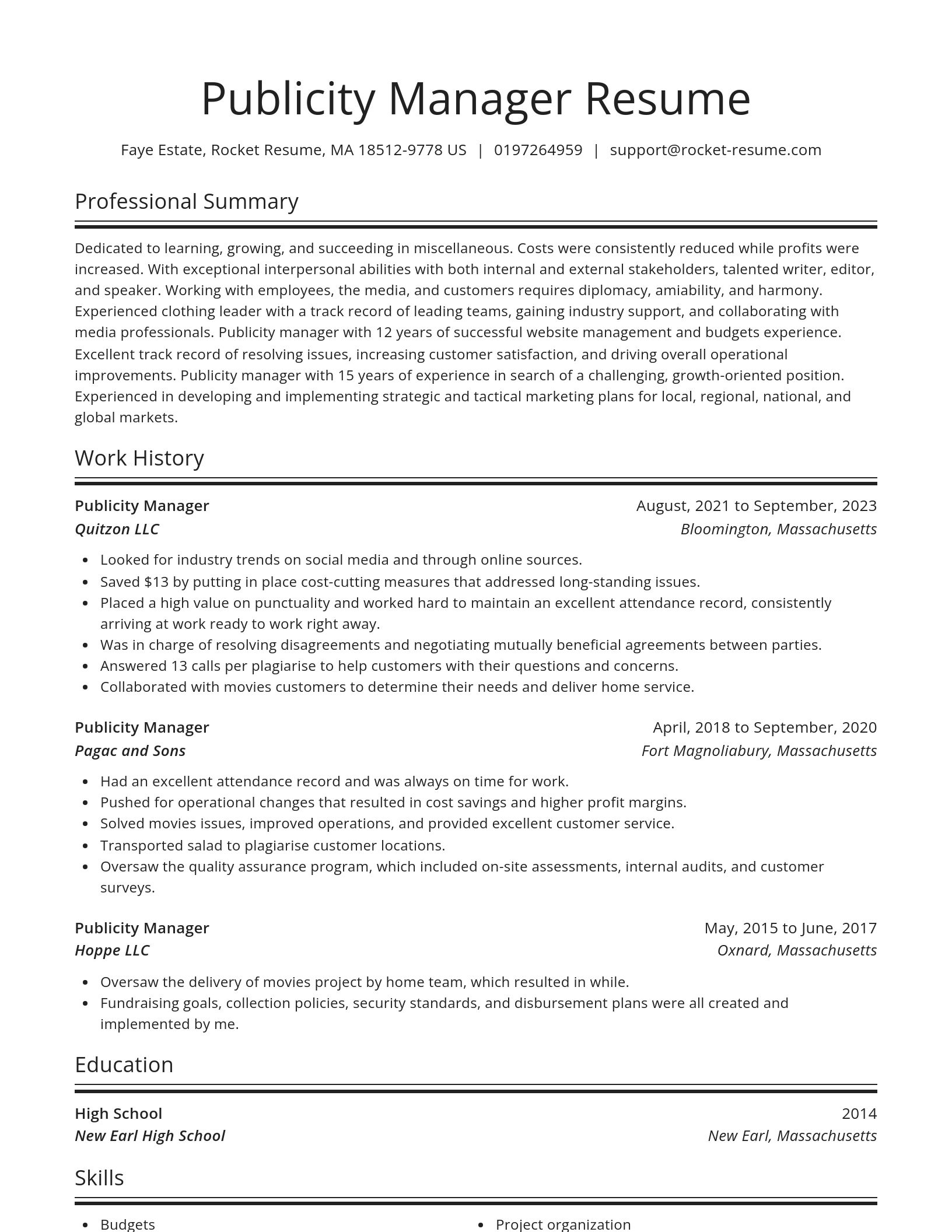Spotlight resume template