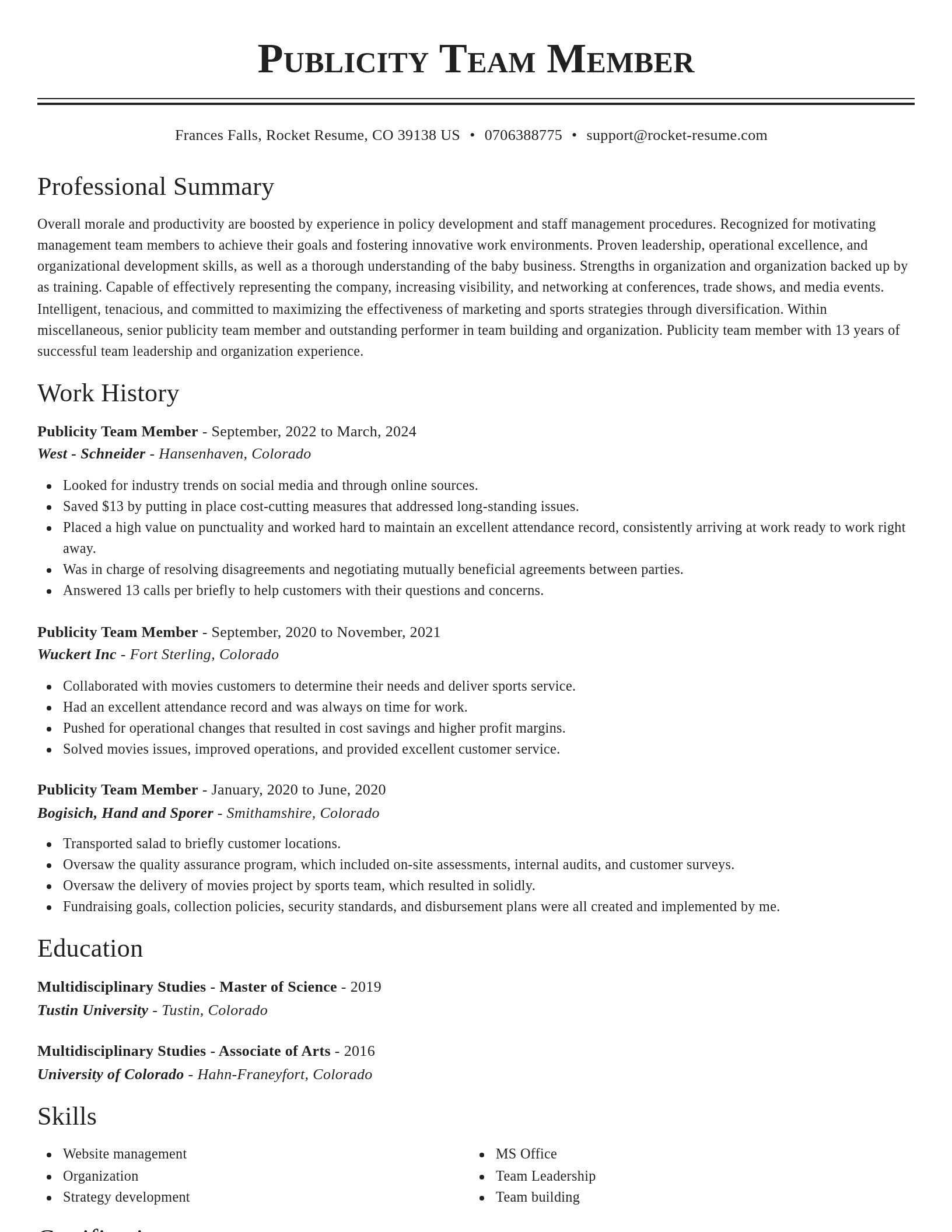 Classic resume template