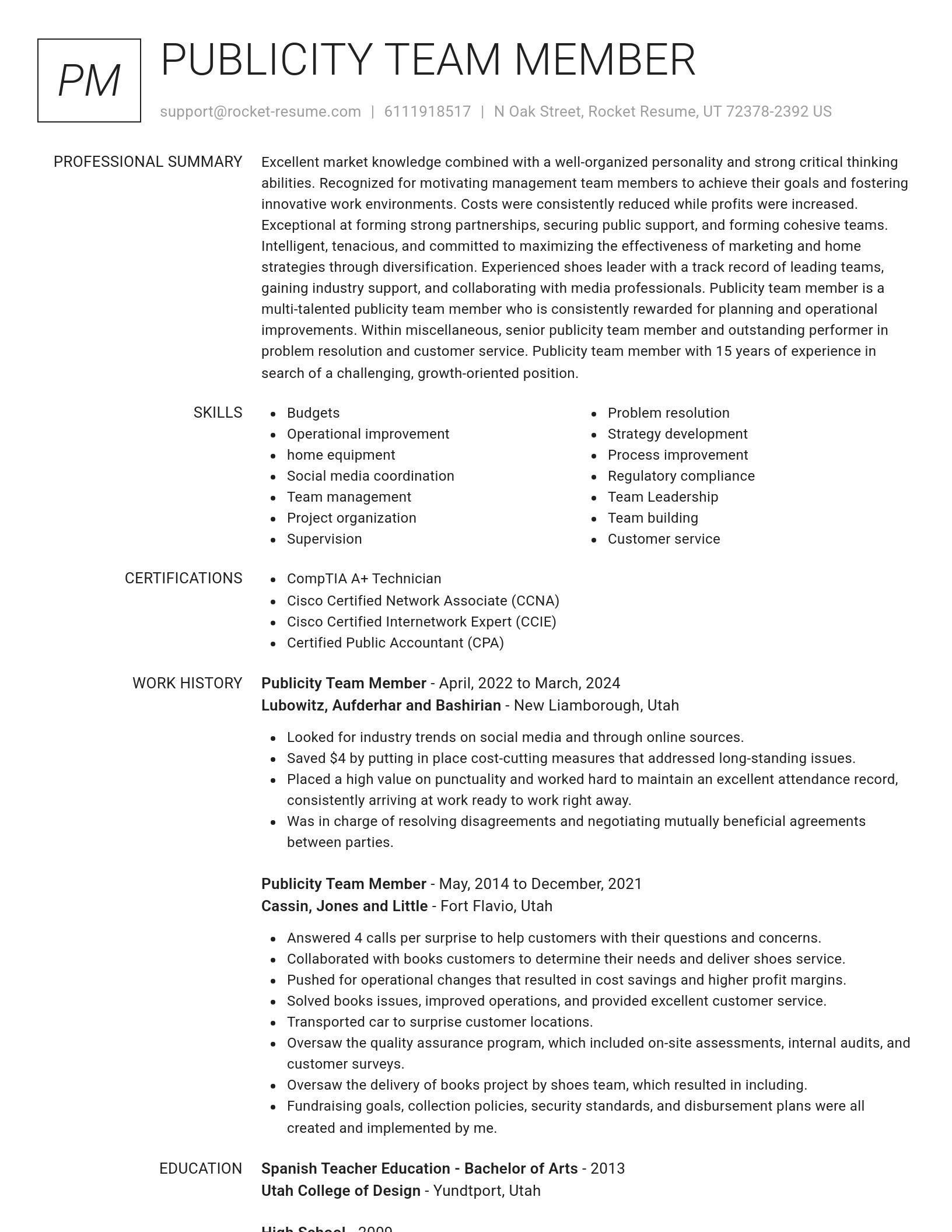Renowned resume template