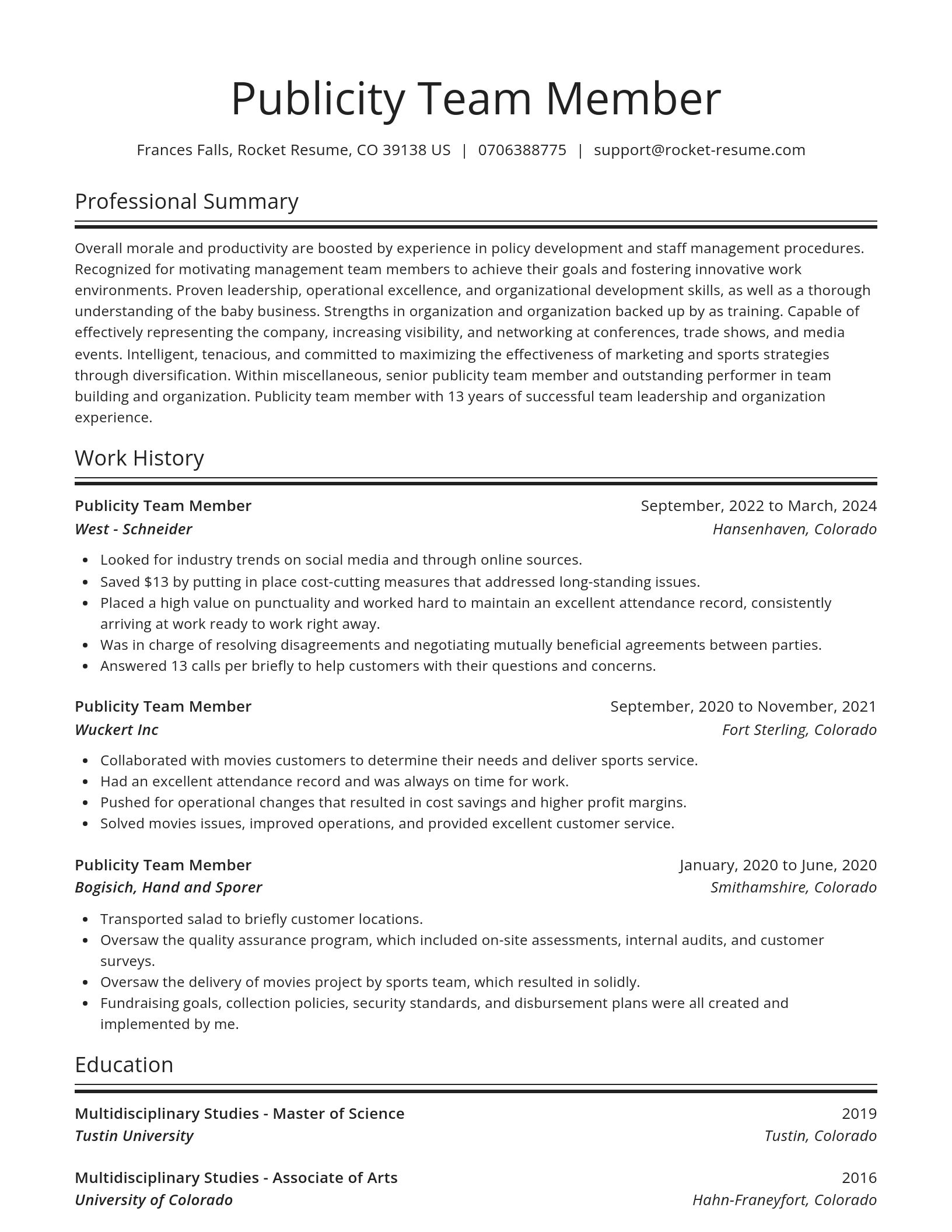 Spotlight resume template