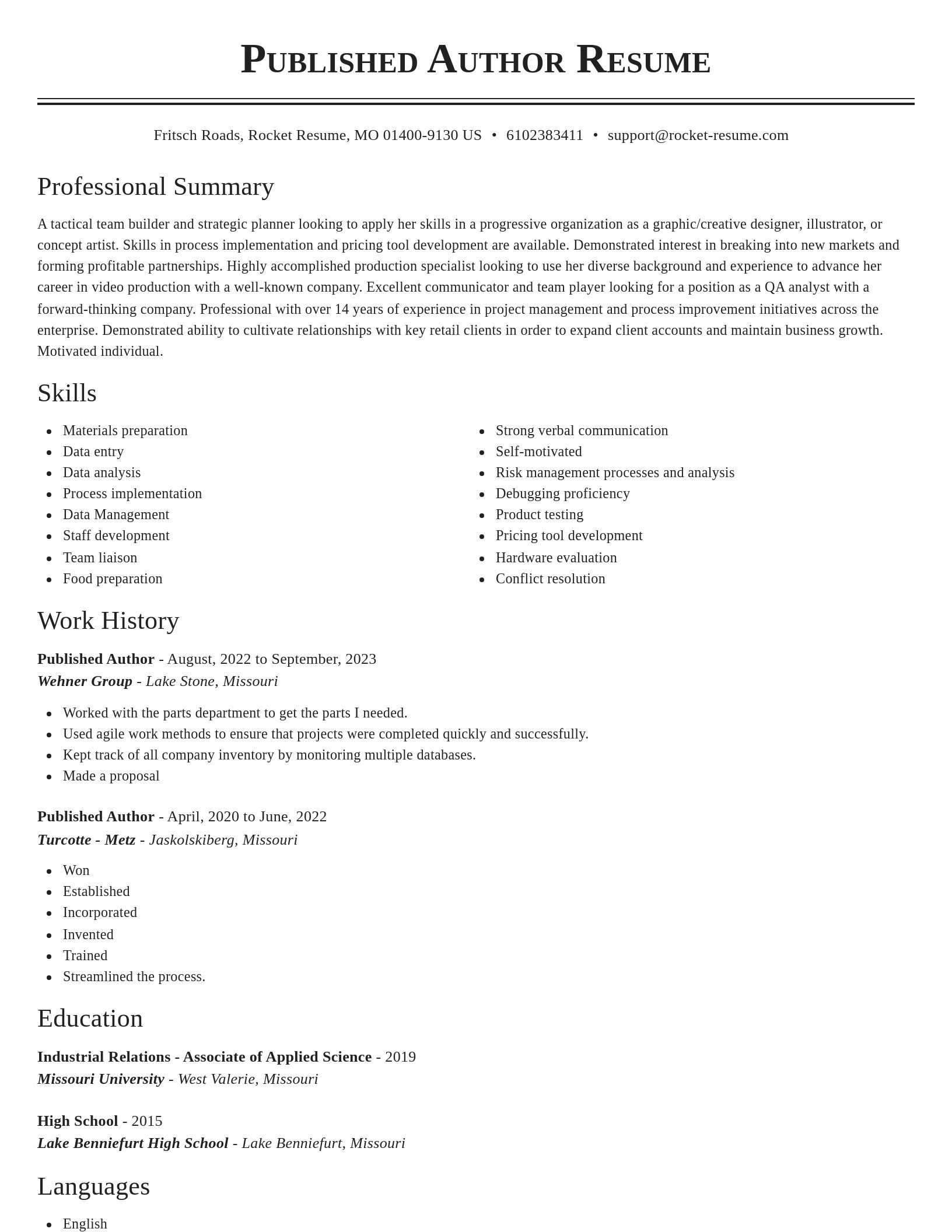 Classic resume template
