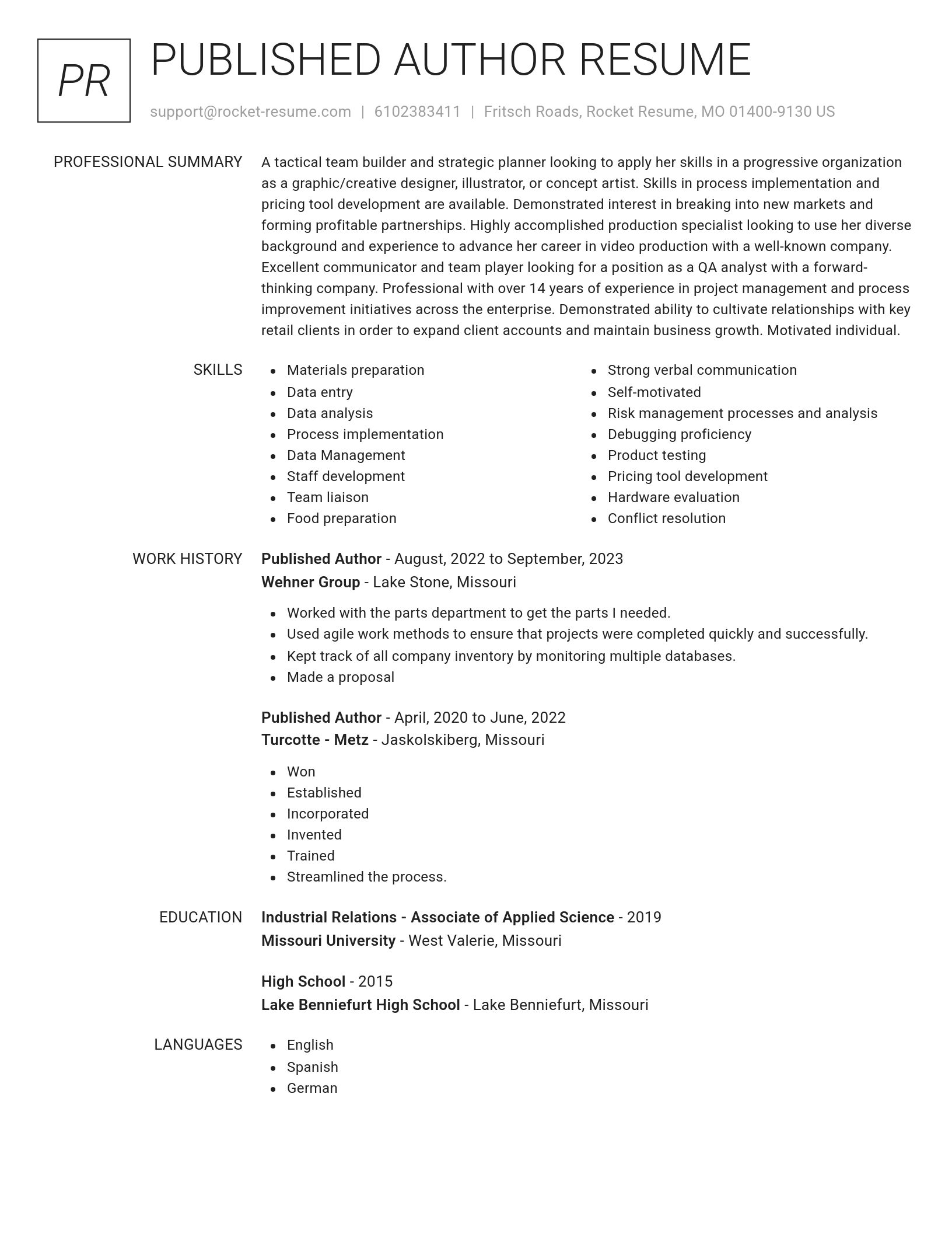 Renowned resume template