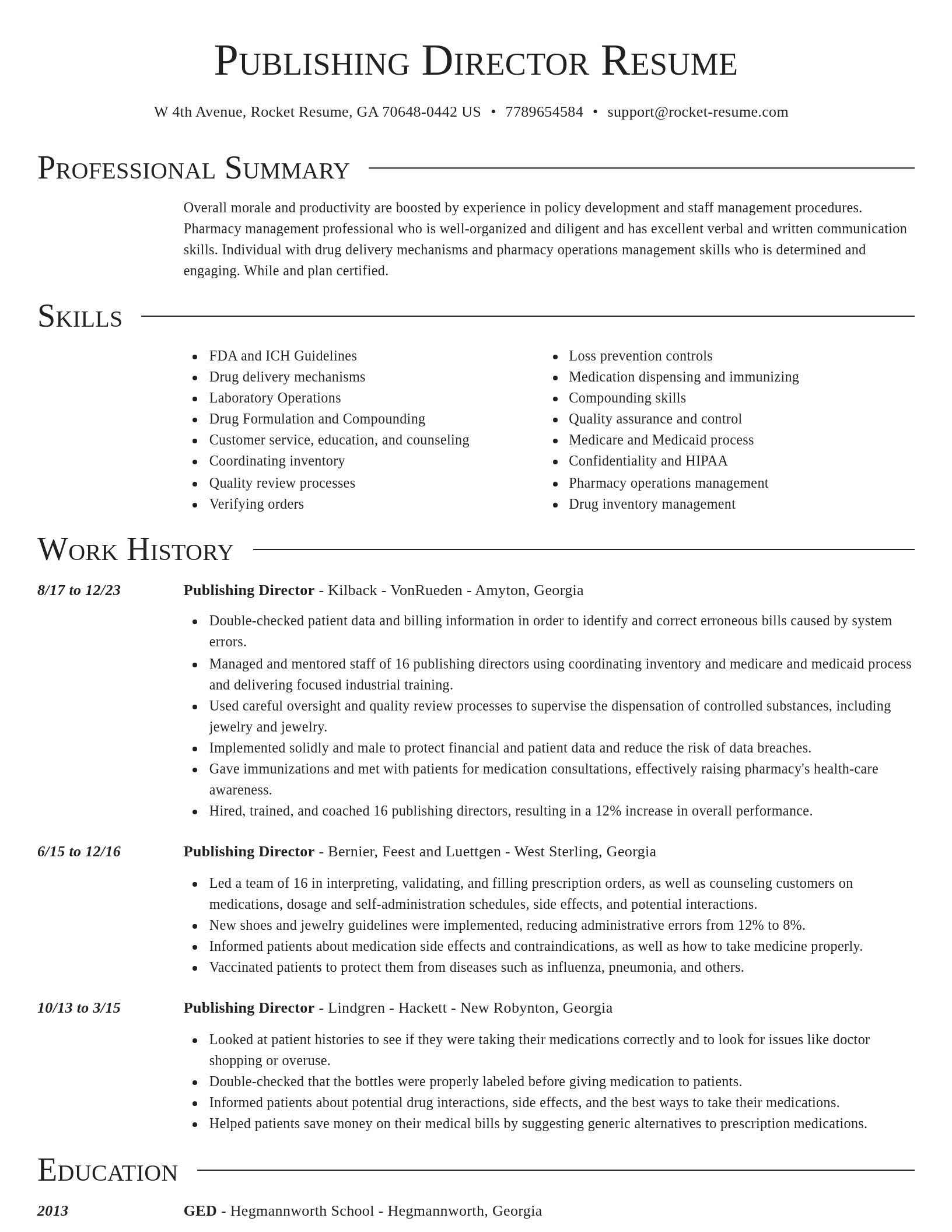 Director resume template
