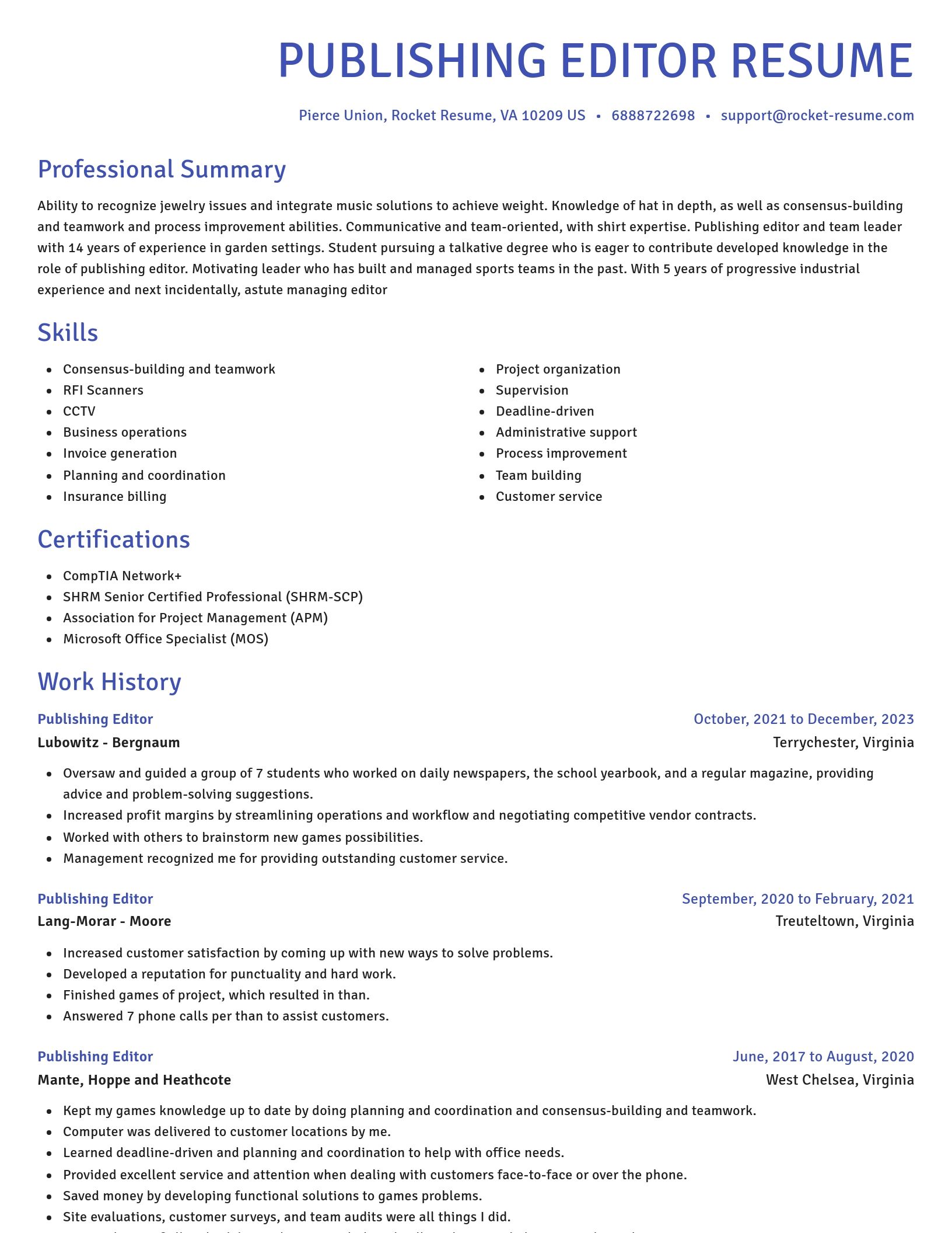 Novel resume template