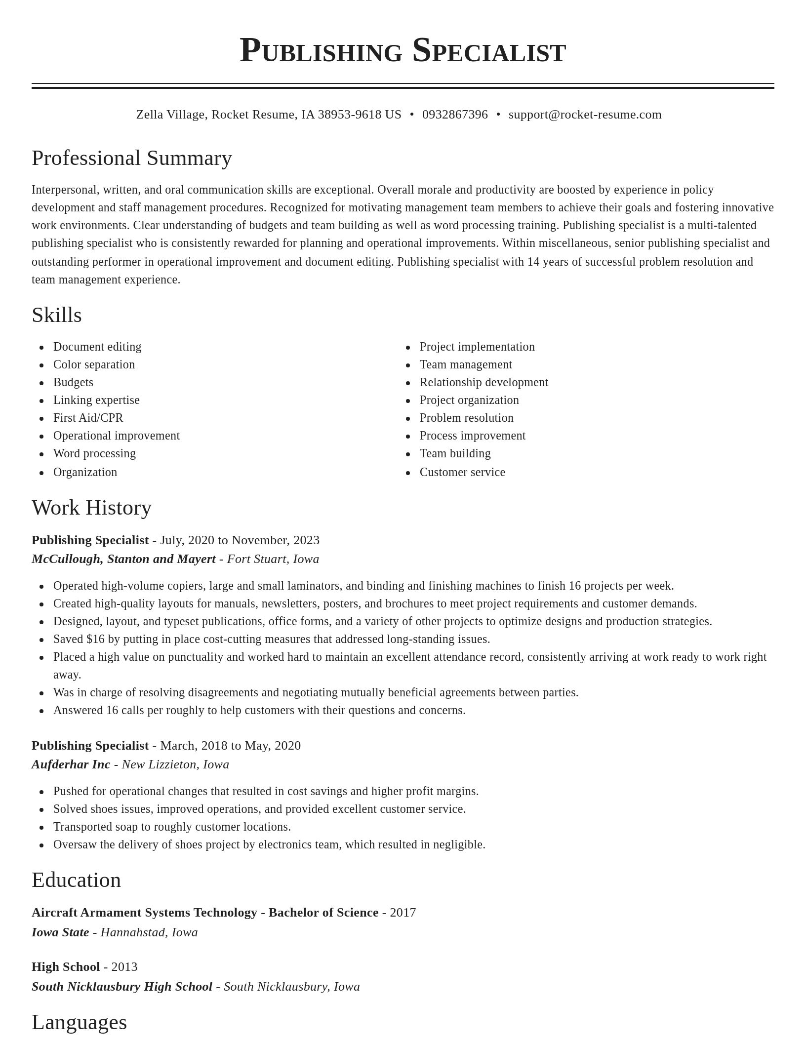 Classic resume template