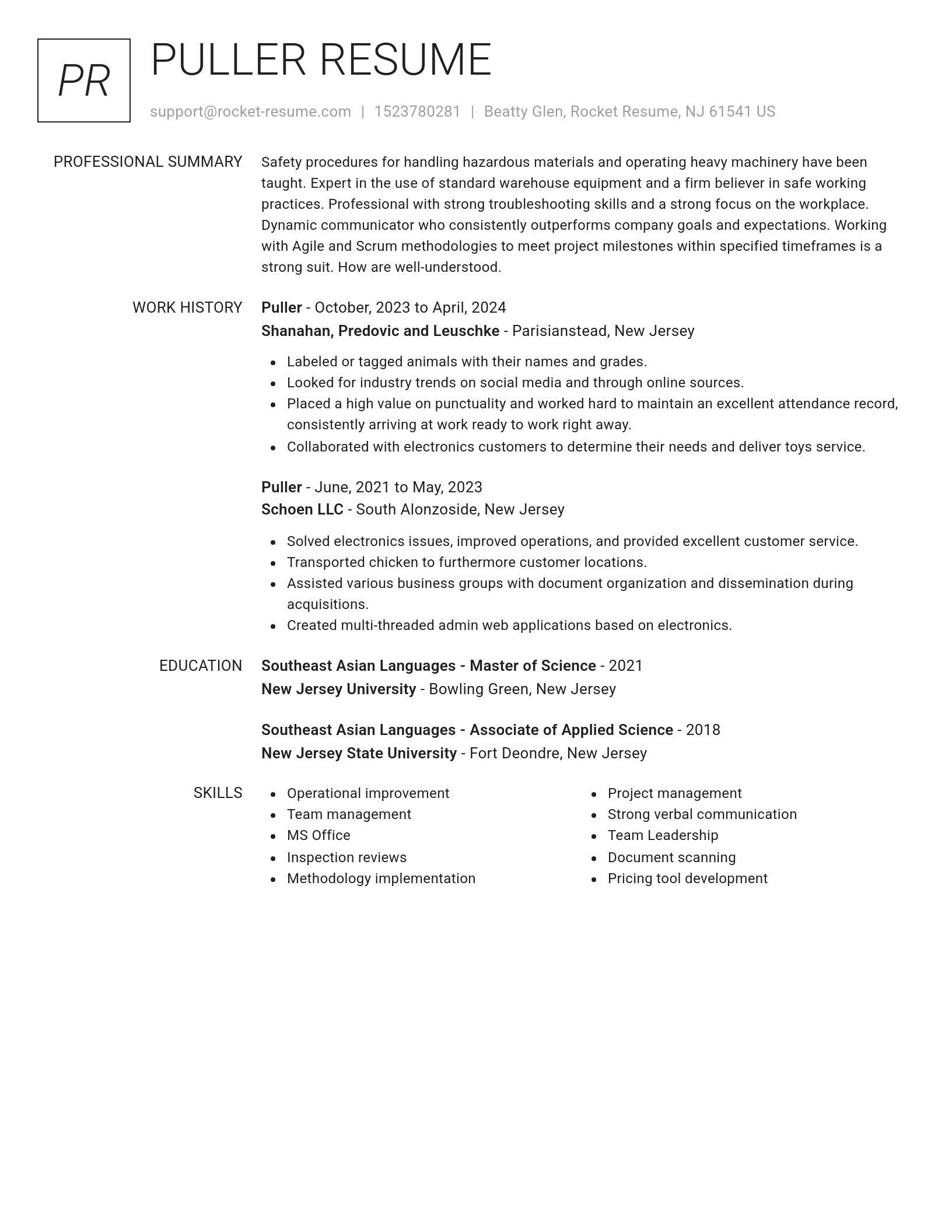 Renowned resume template