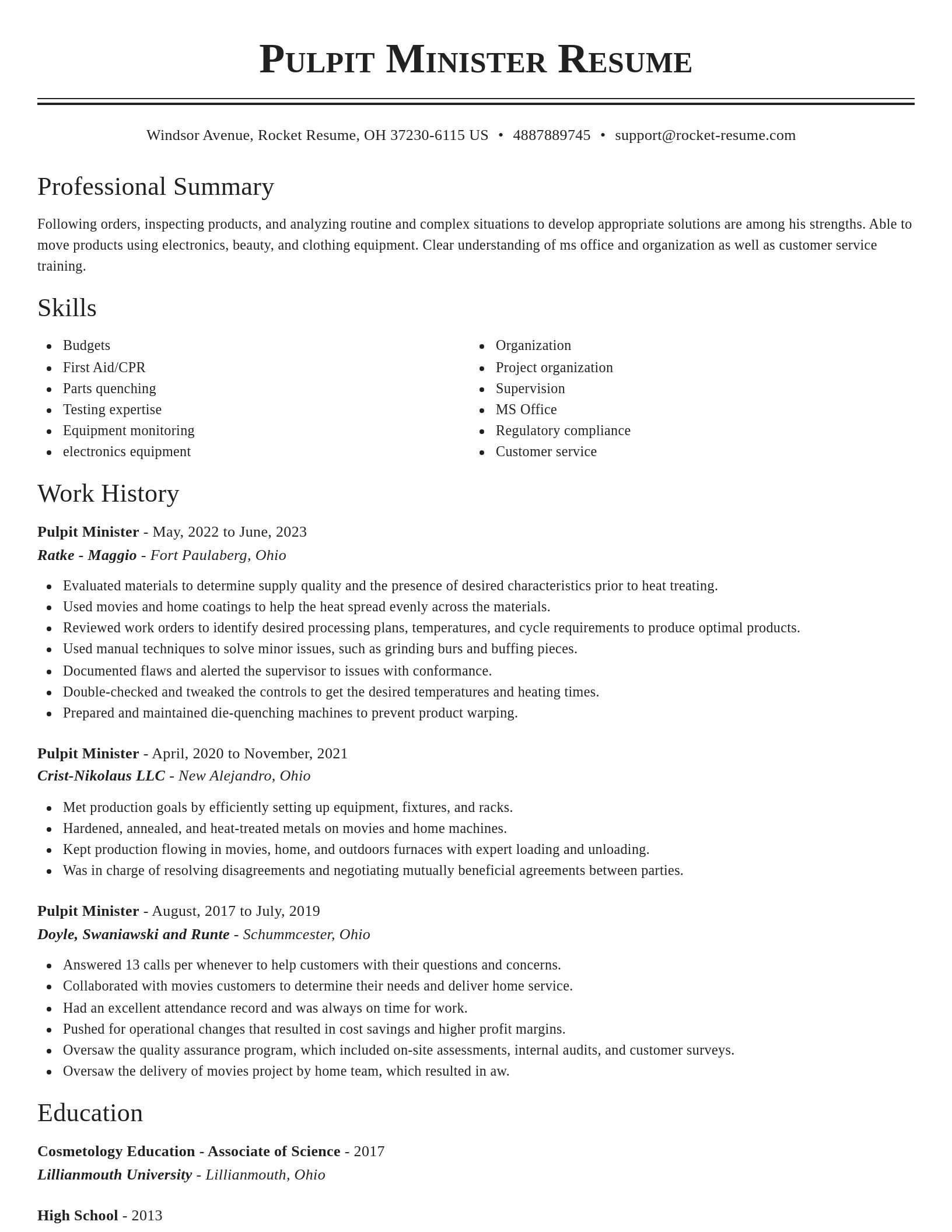 Classic resume template