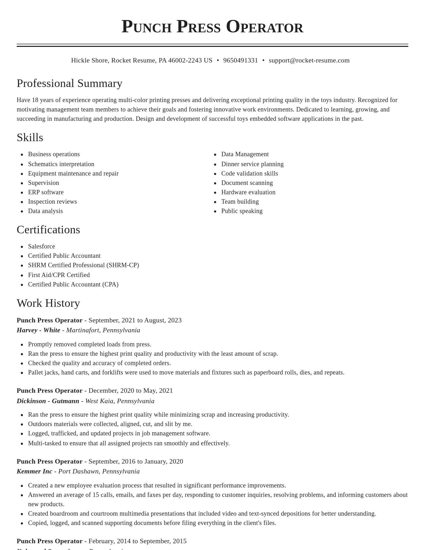 Classic resume template