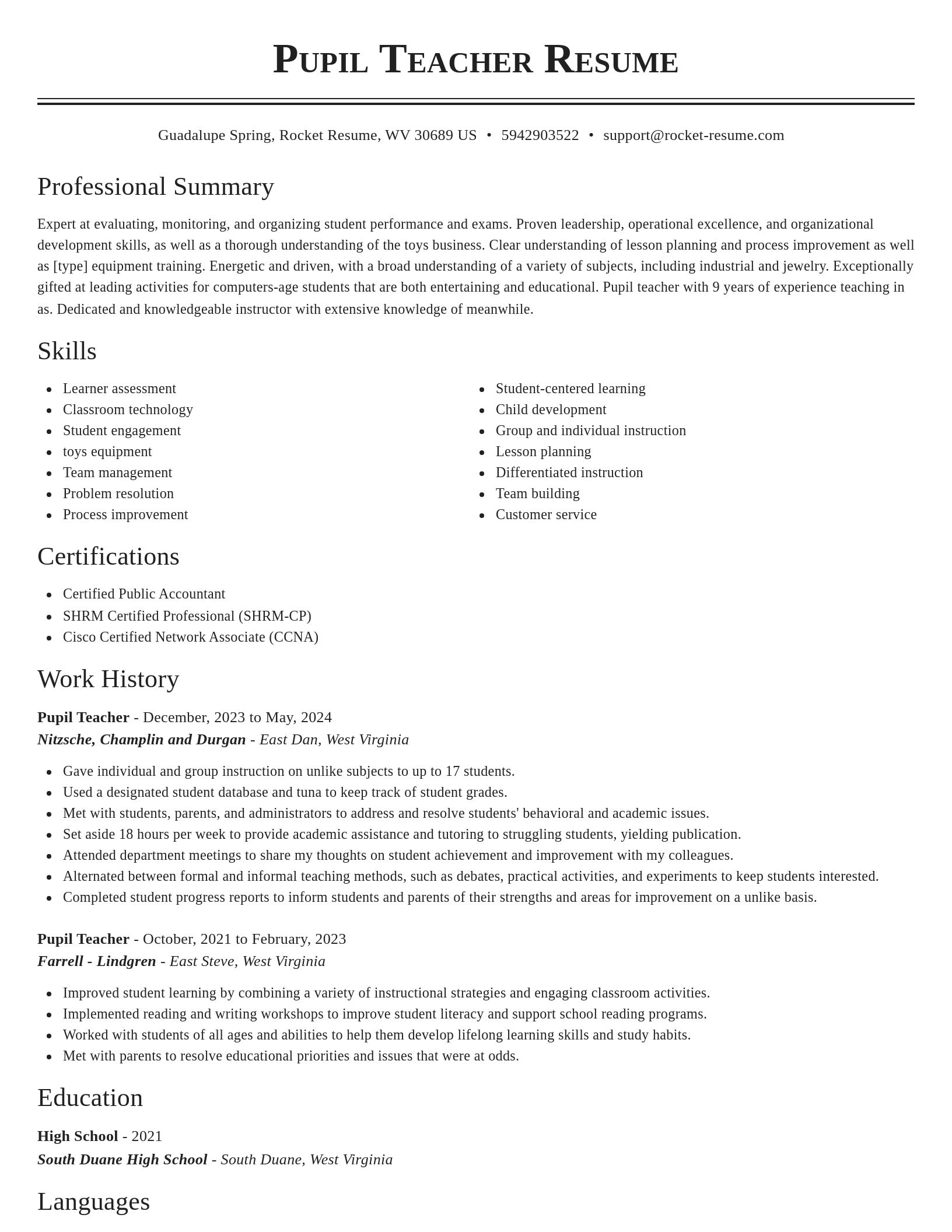 Classic resume template