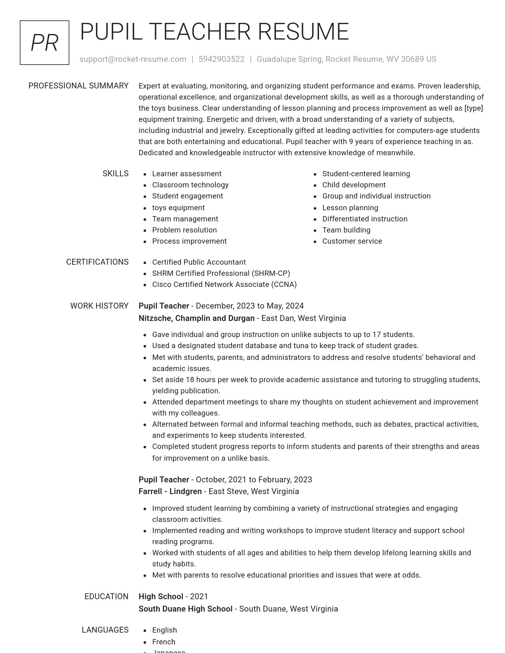 Renowned resume template