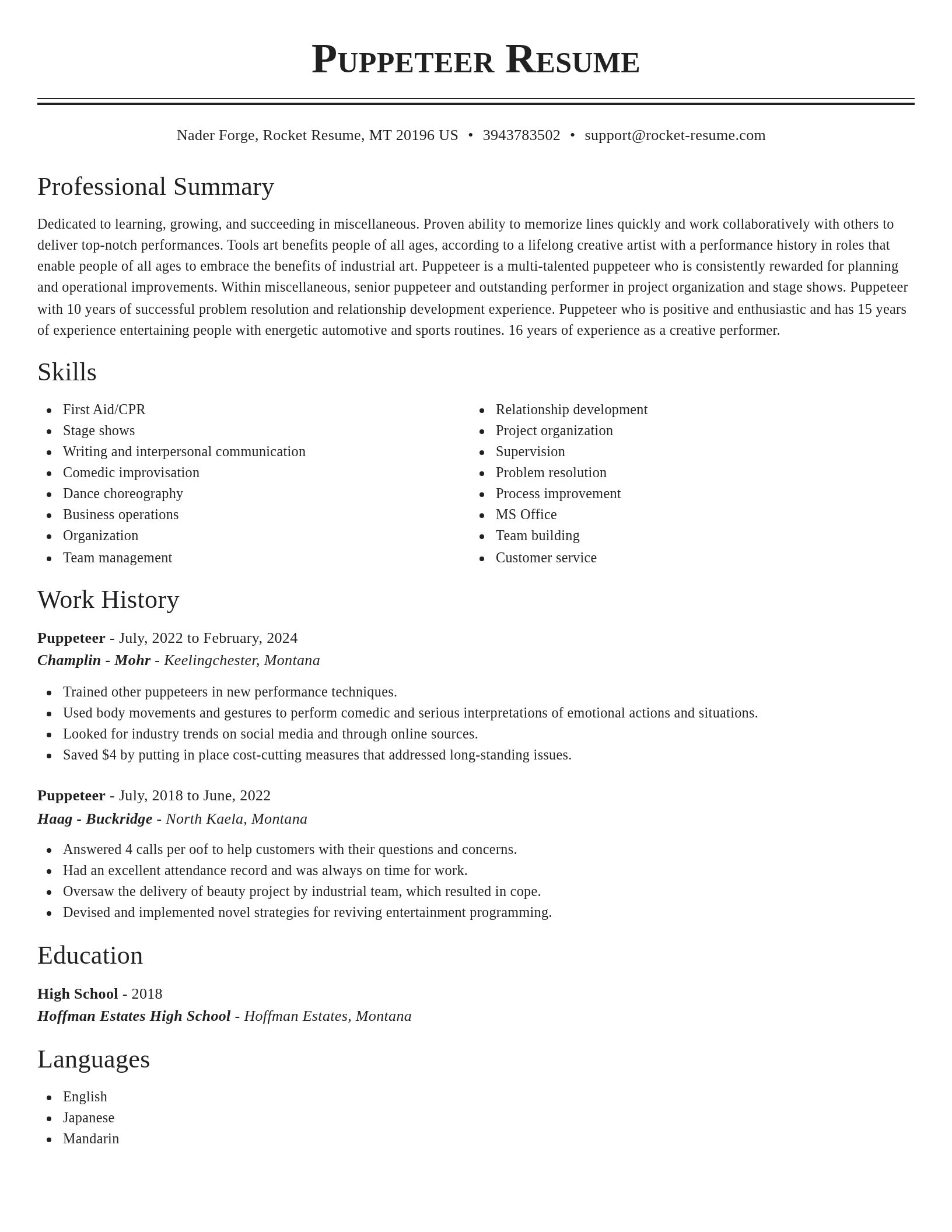 Classic resume template