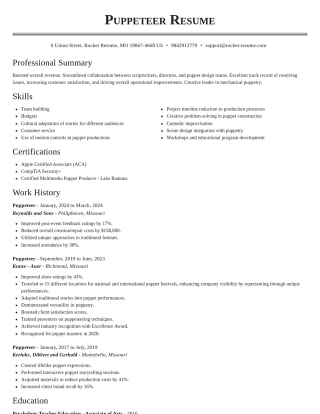 Classic resume template