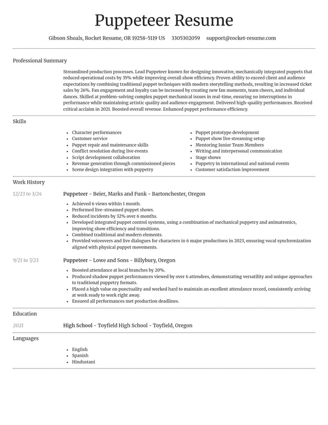 Dignified resume template